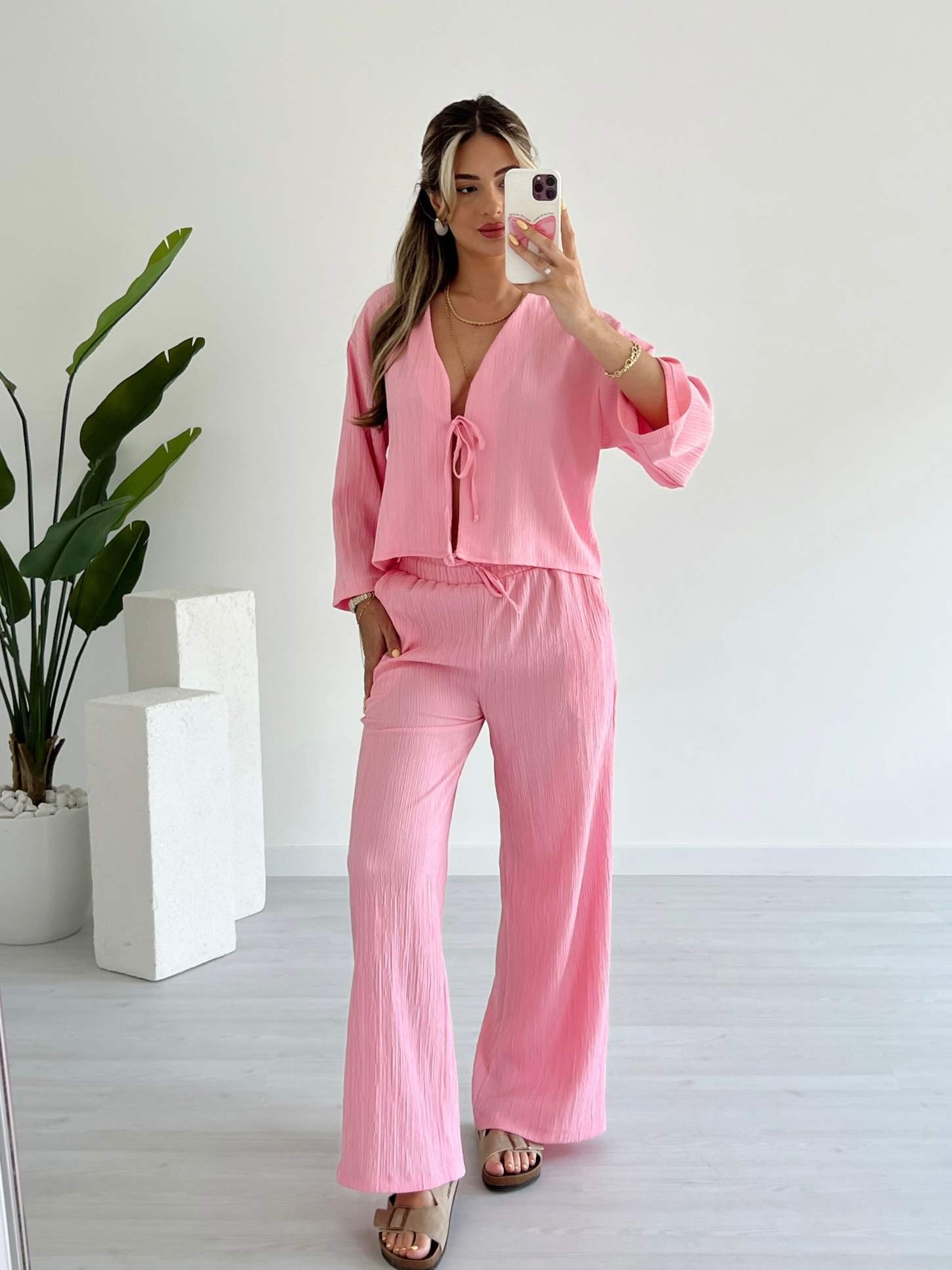 Bağcıklı Bluz Pantolon Takım
