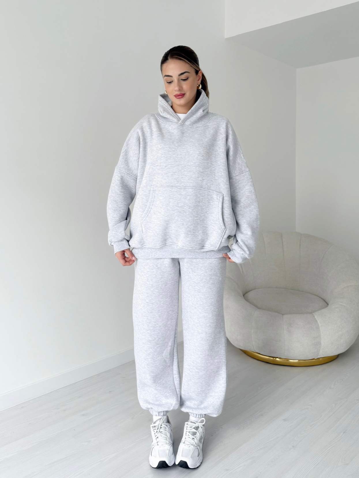 Üç İplik İçi Polarlı Oversize Eşofman Takımı