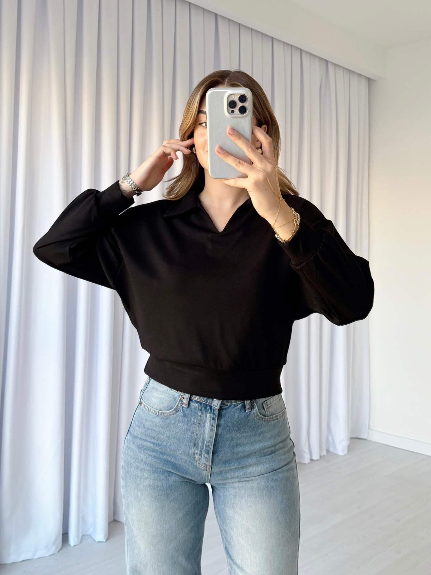 Modal Kumaş Yakalı Bluz