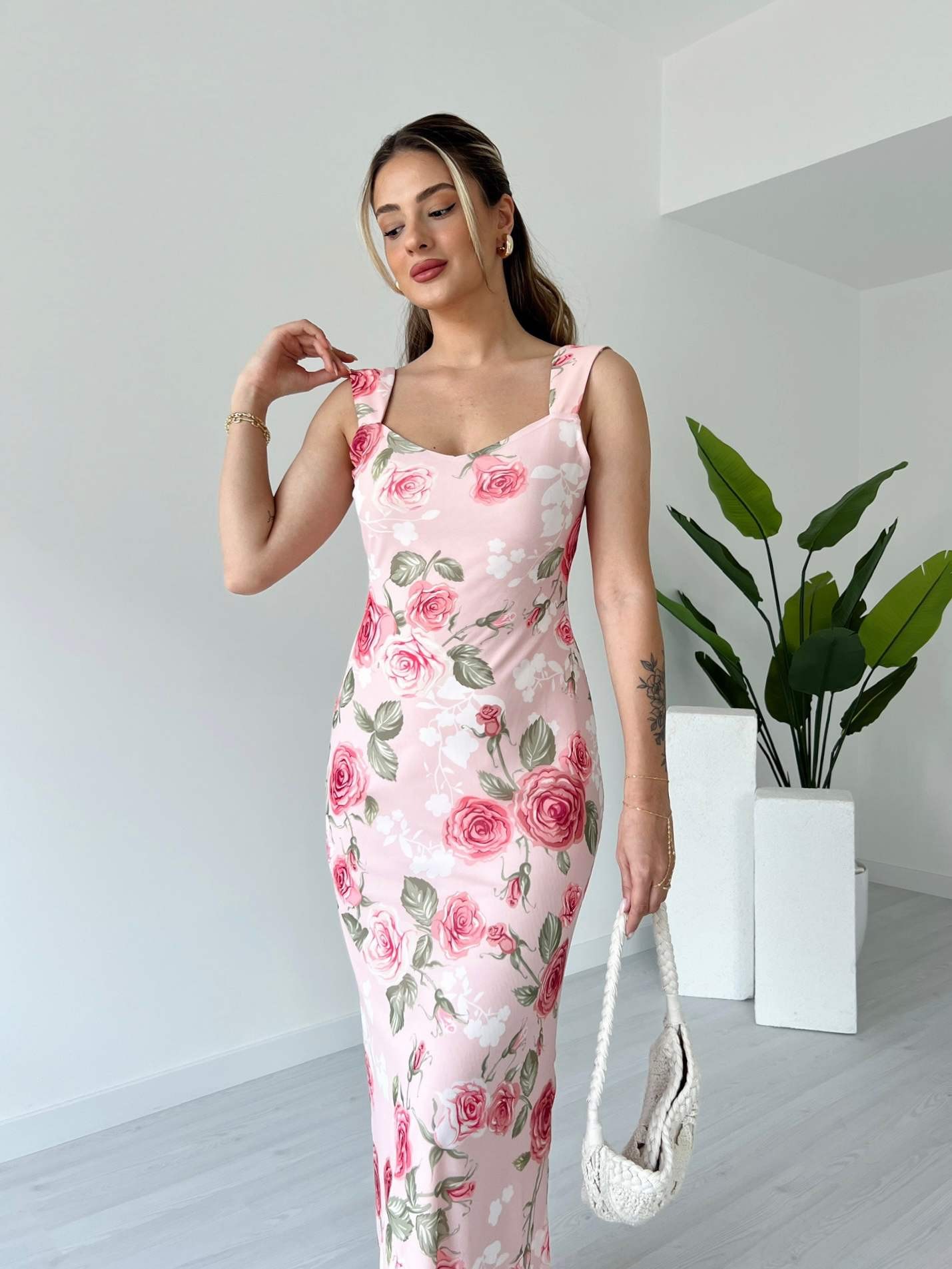 Çiçek Desenli MATILDA Elbise - Pembe