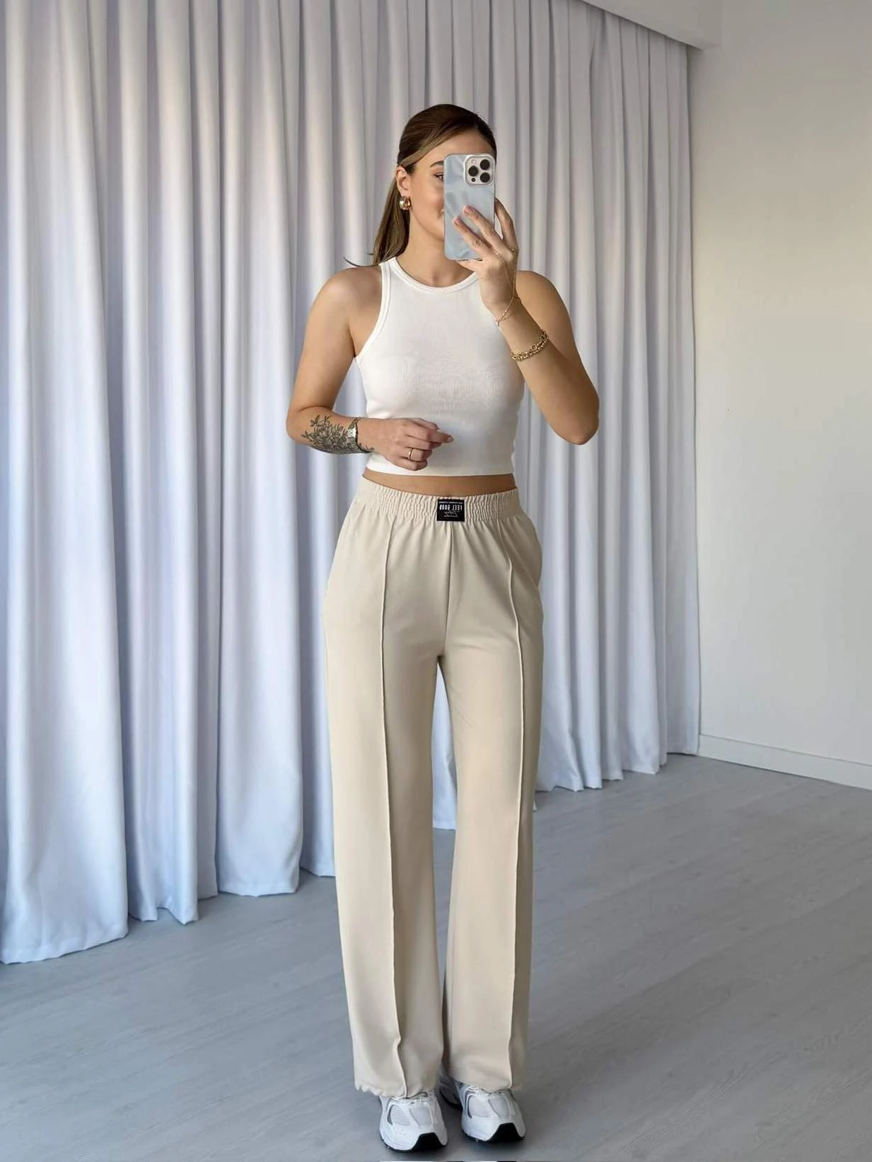 Beli Lastikli FEEL GOOD Pantolon - Bej