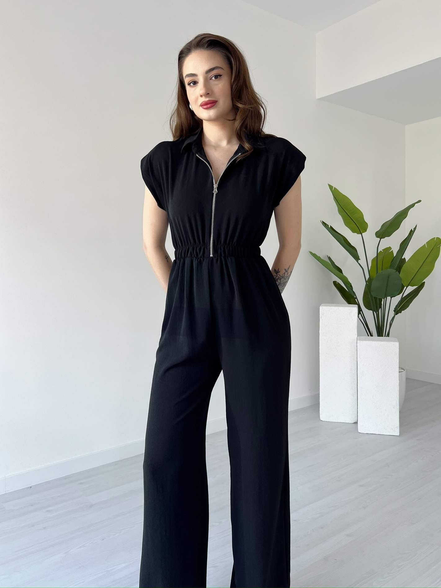 Beli Lastikli Fermuarlı Tulum