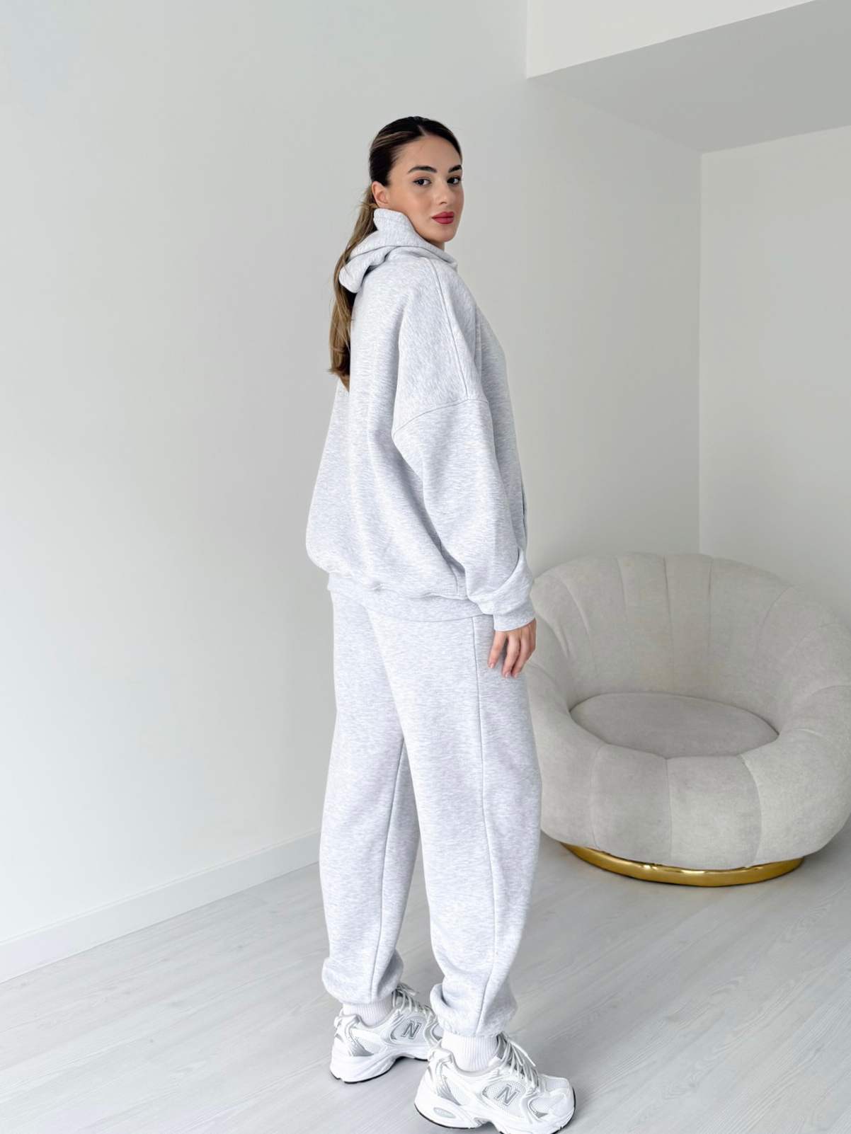 Üç İplik İçi Polarlı Oversize Eşofman Takımı