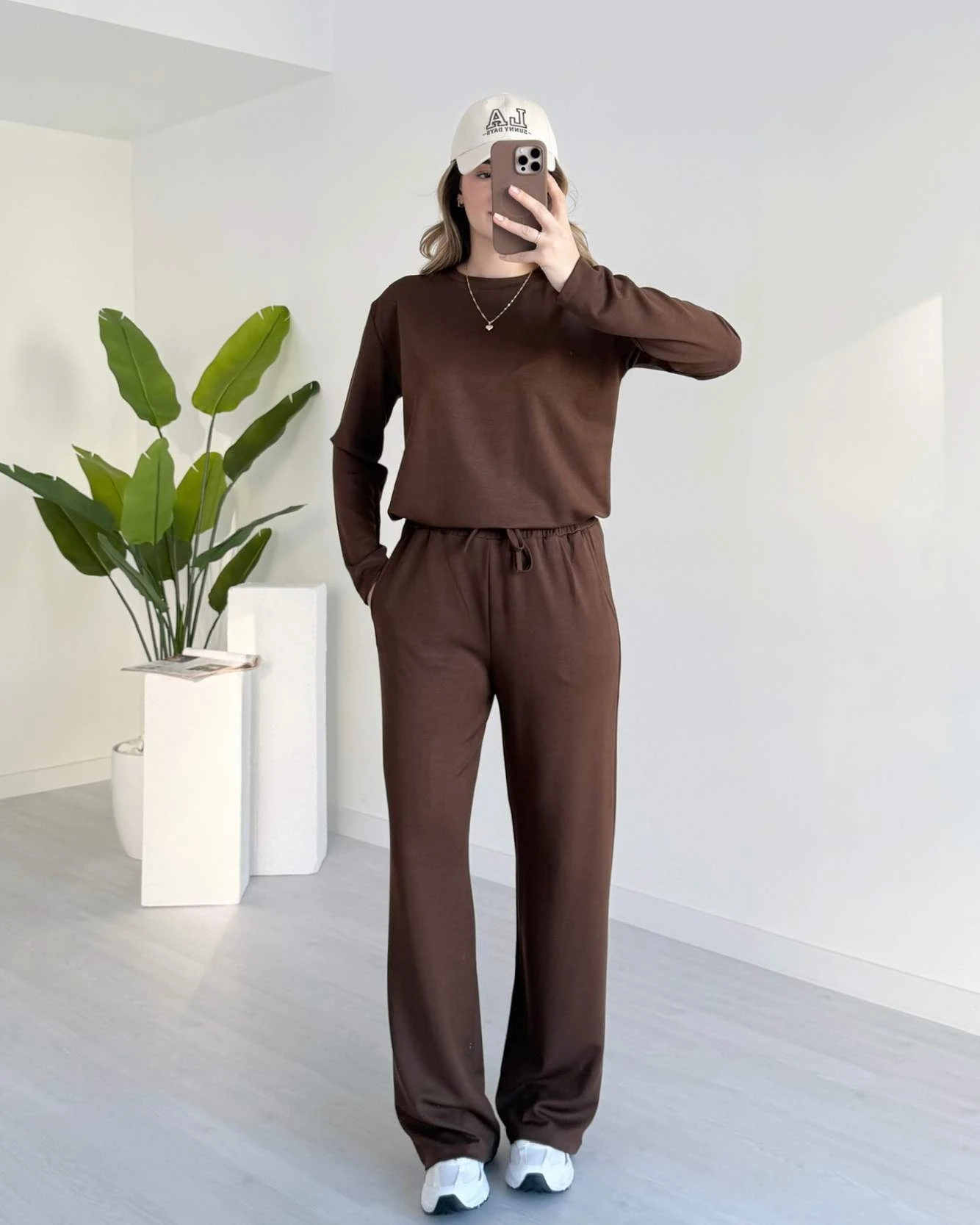 Bisiklet Yaka Basic Modal Takım - Kahve