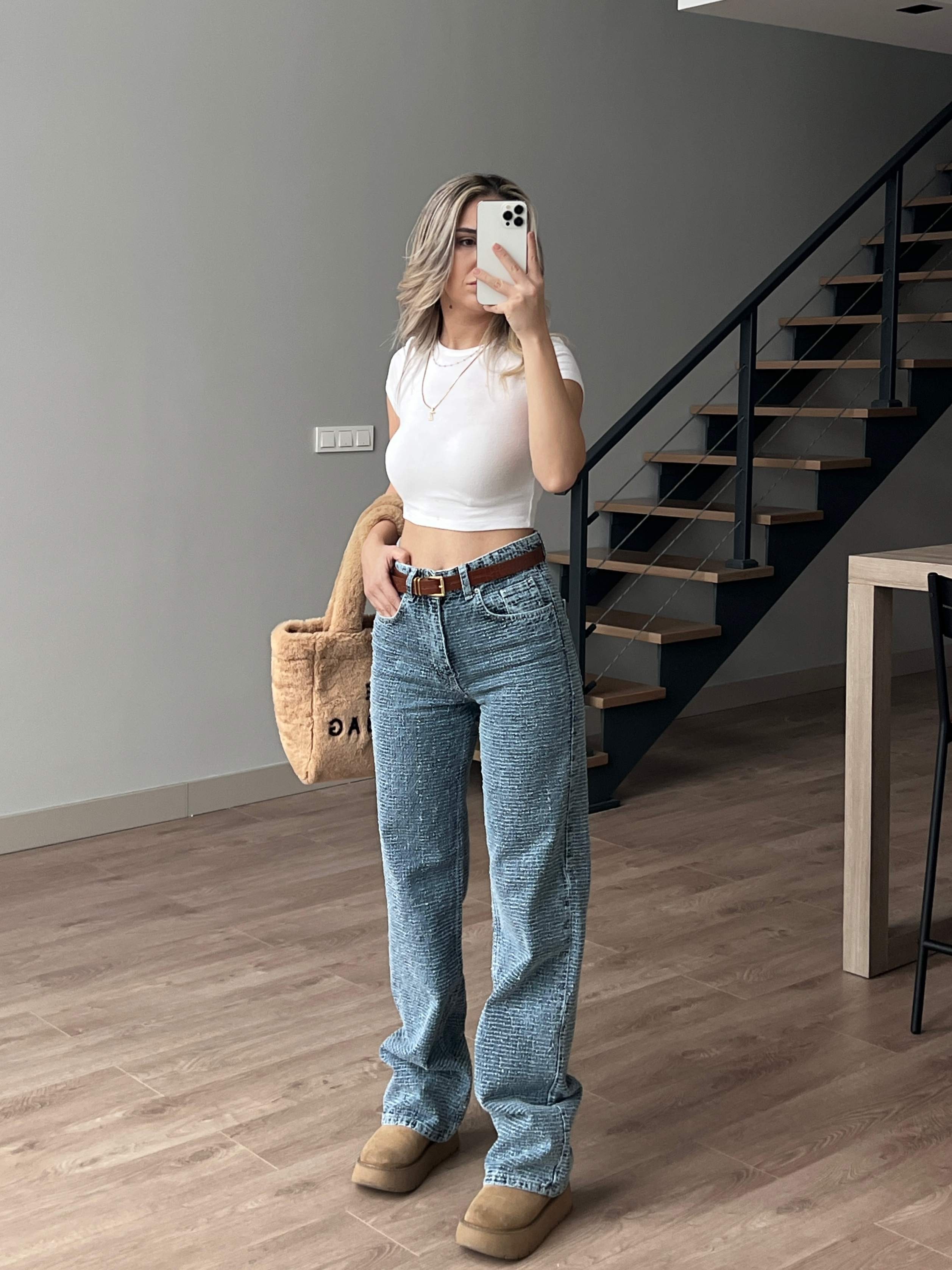 Wide Leg Dokulu Jean