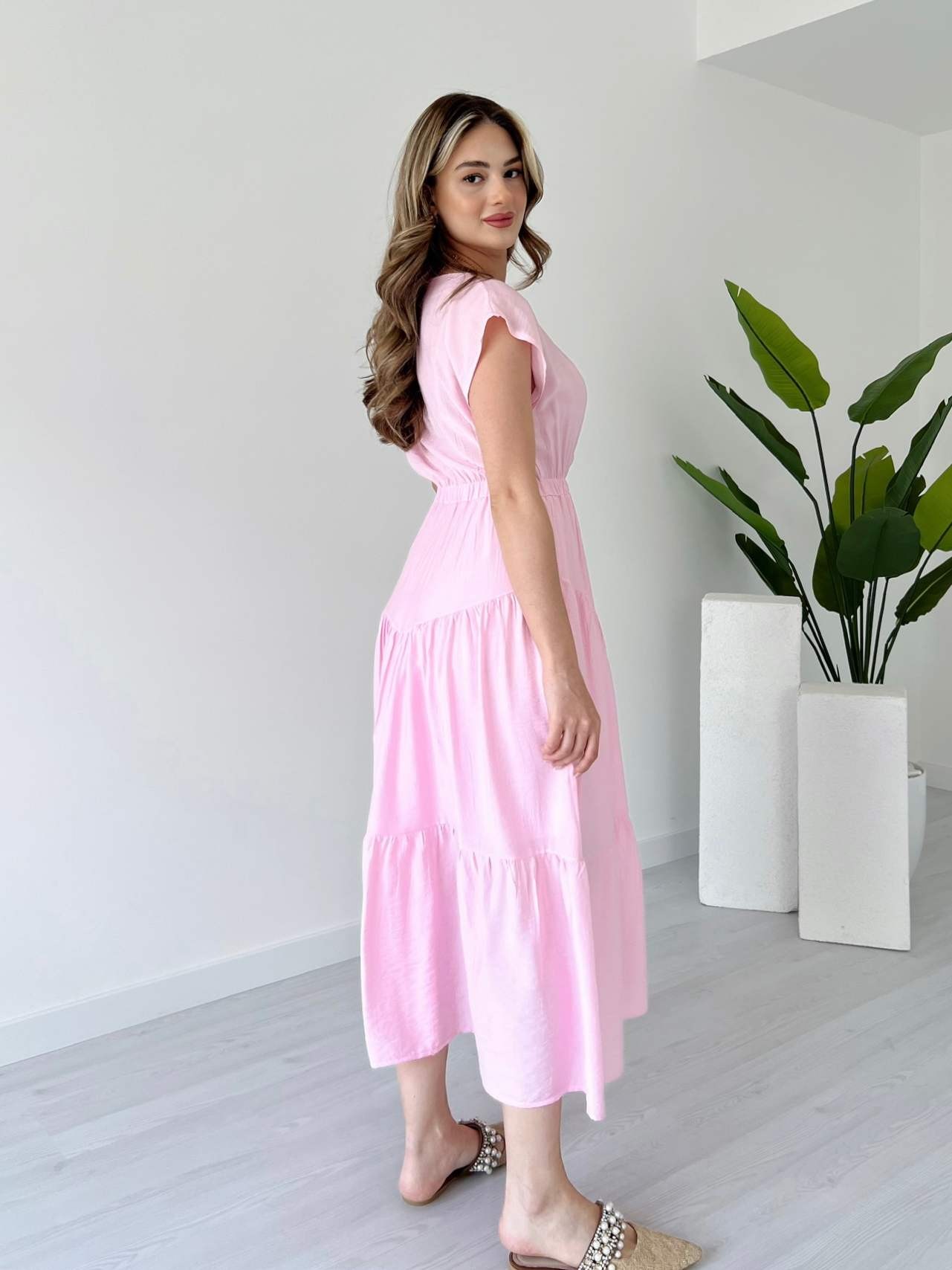 Beli Lastikli Midi Boy BORRİS Elbise
