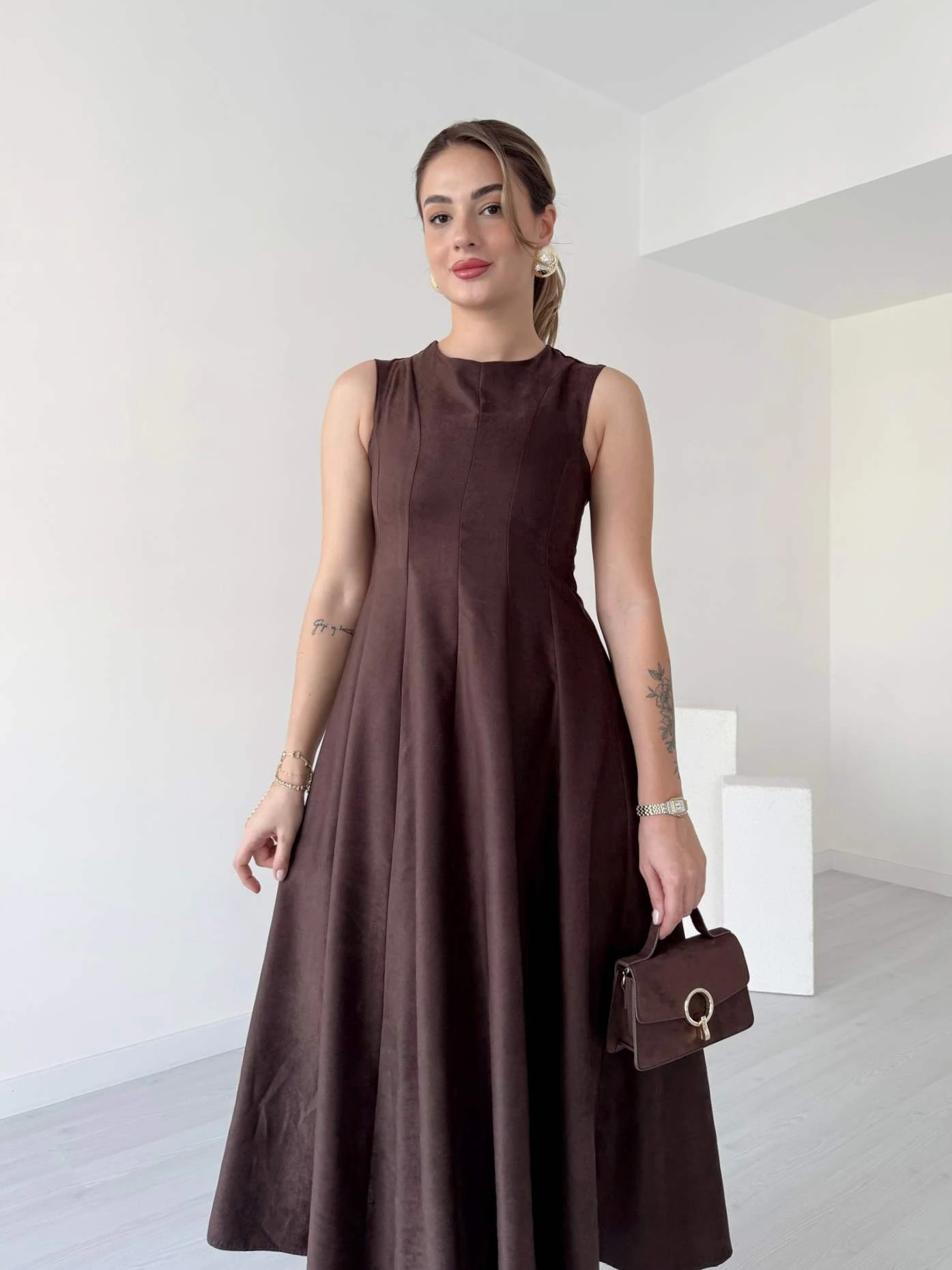 Midi Boy EMILIA Süet Elbise