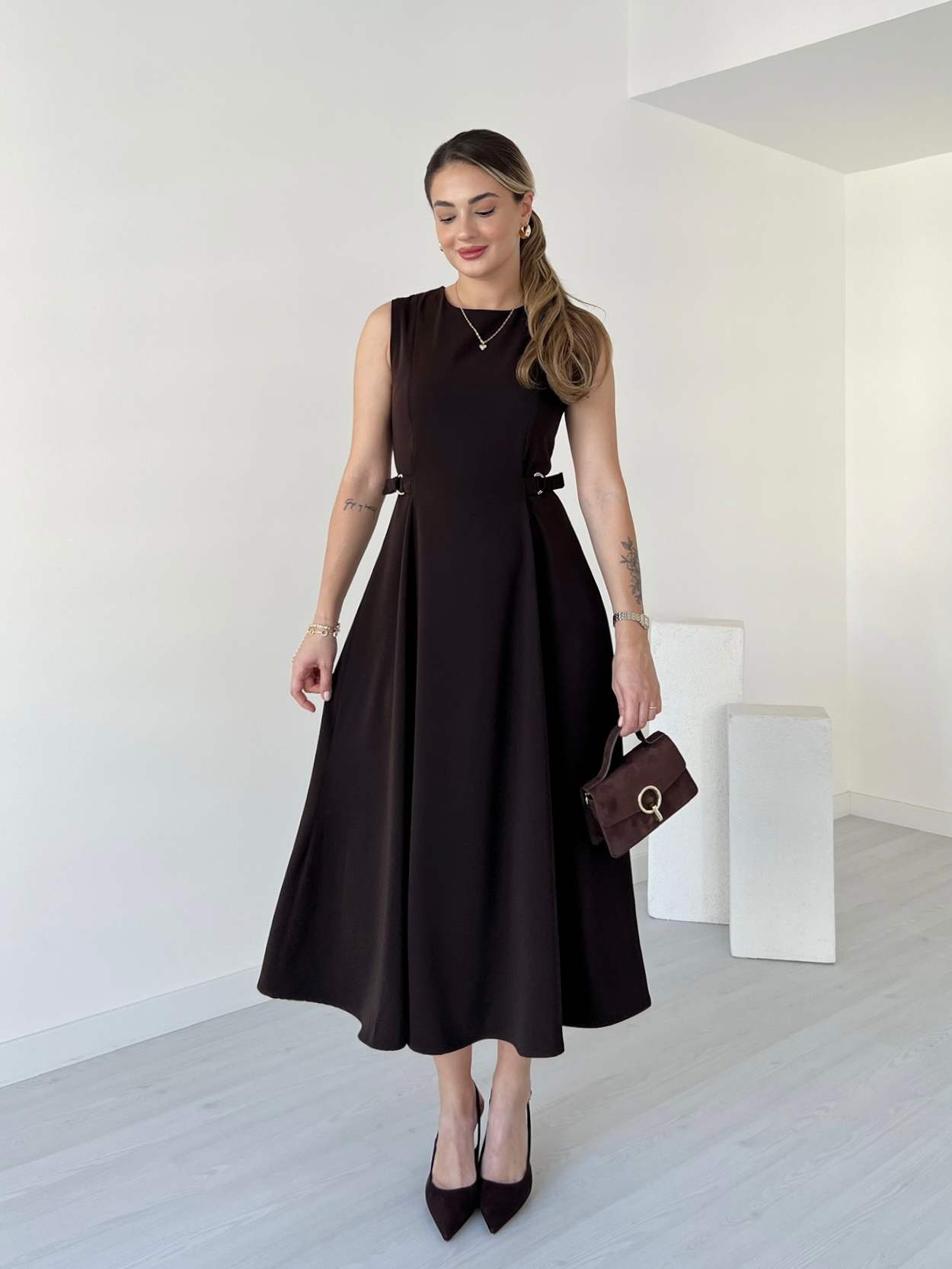 Kemer Detaylı Midi Boy MATILDA Elbise