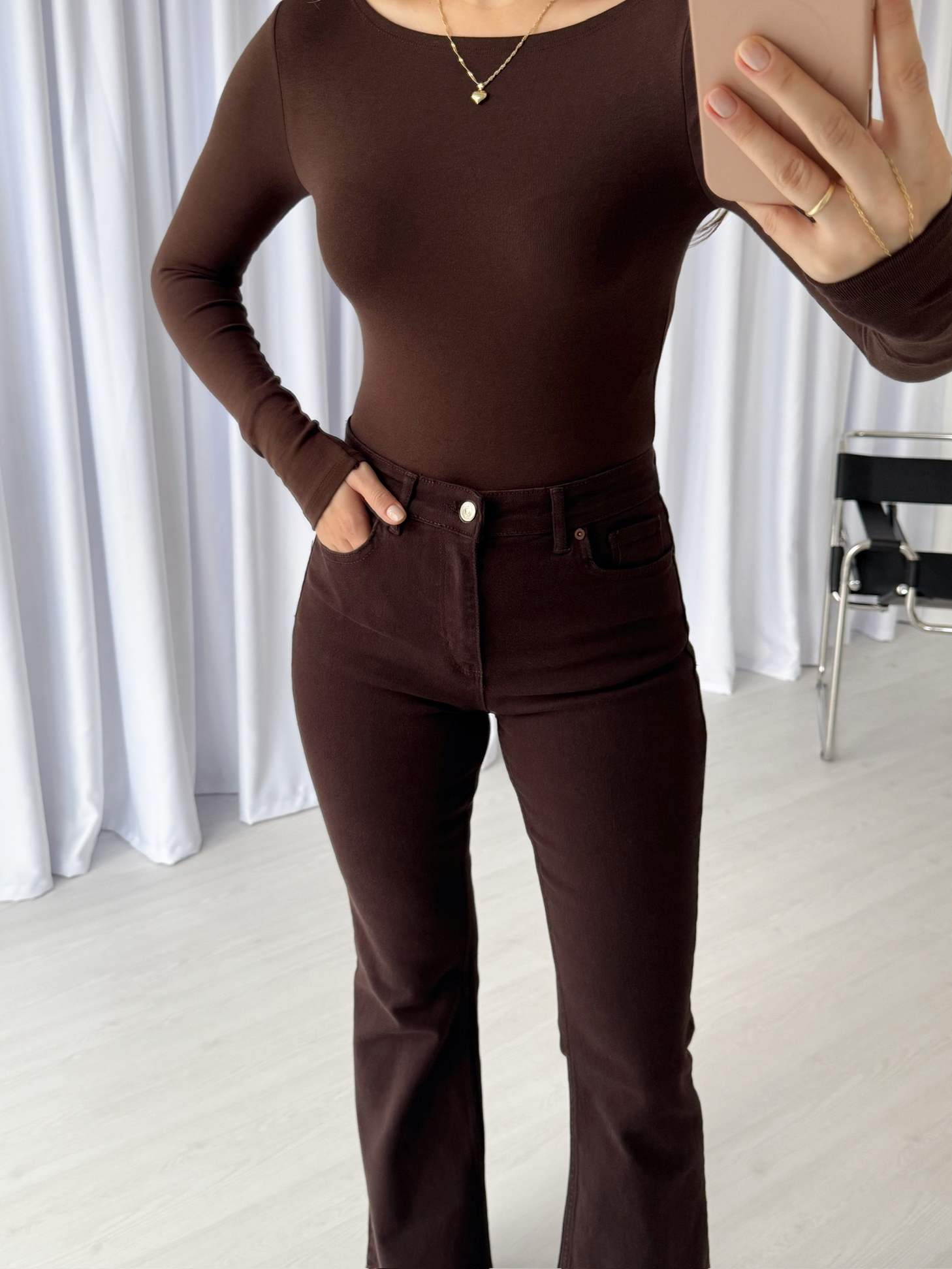 Yüksek Bel Likralı İspanyol Paça Jean