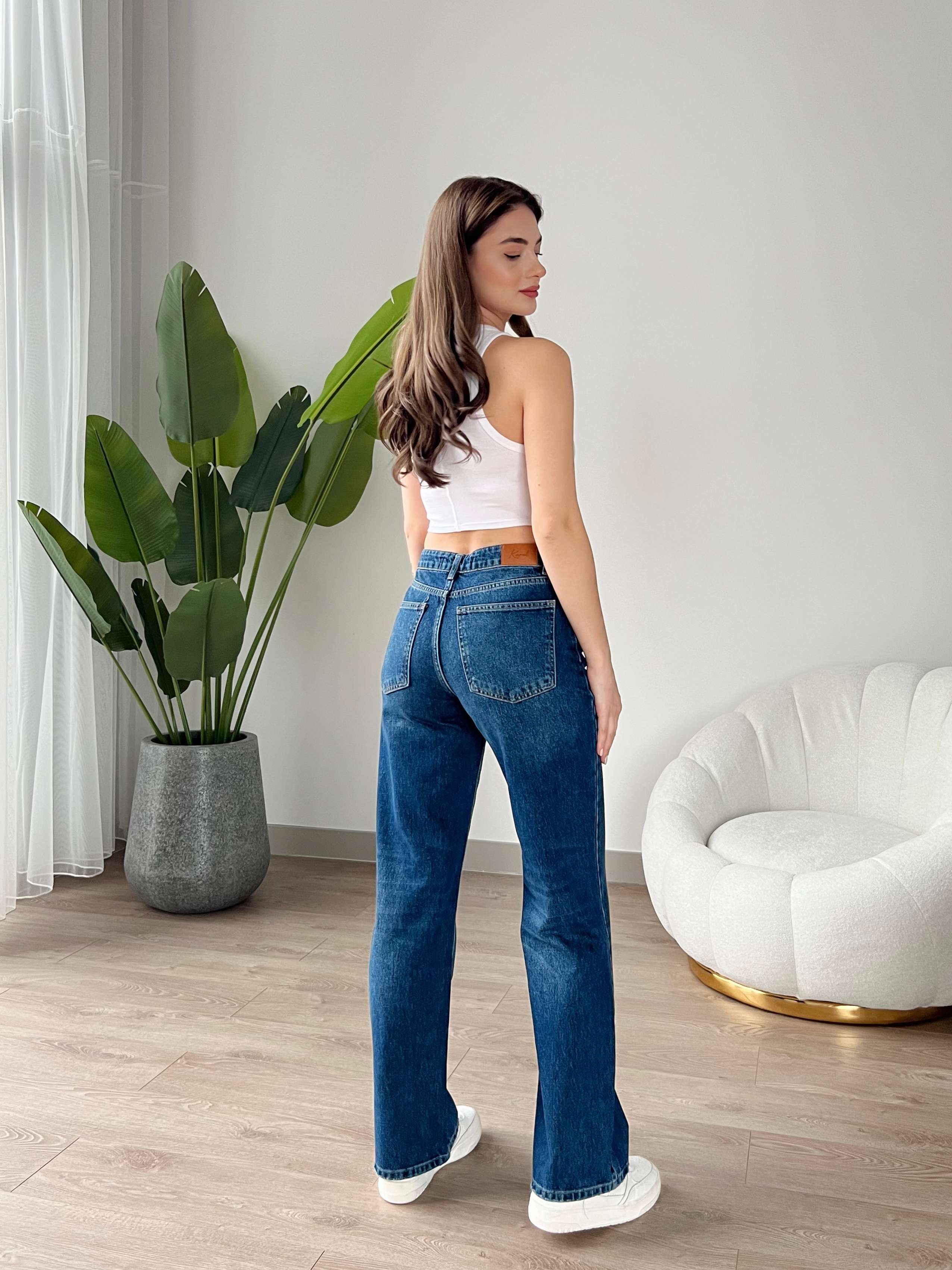 Koyu Mavi Wide Leg Jean