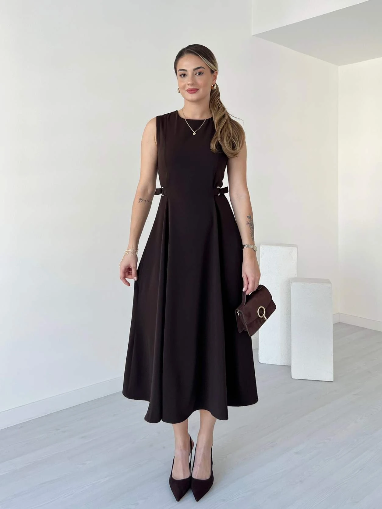 Kemer Detaylı Midi Boy MATILDA Elbise