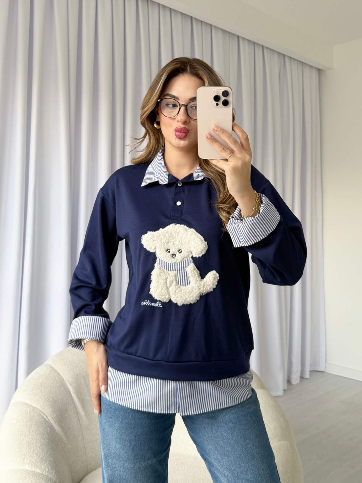 Gömlek Detaylı Poddle Sweatshirt