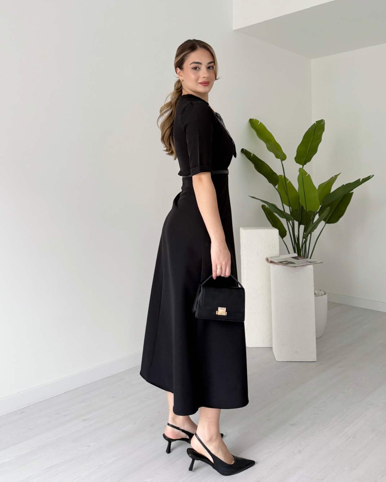 Fular Detaylı Midi Boy MAURO Elbise