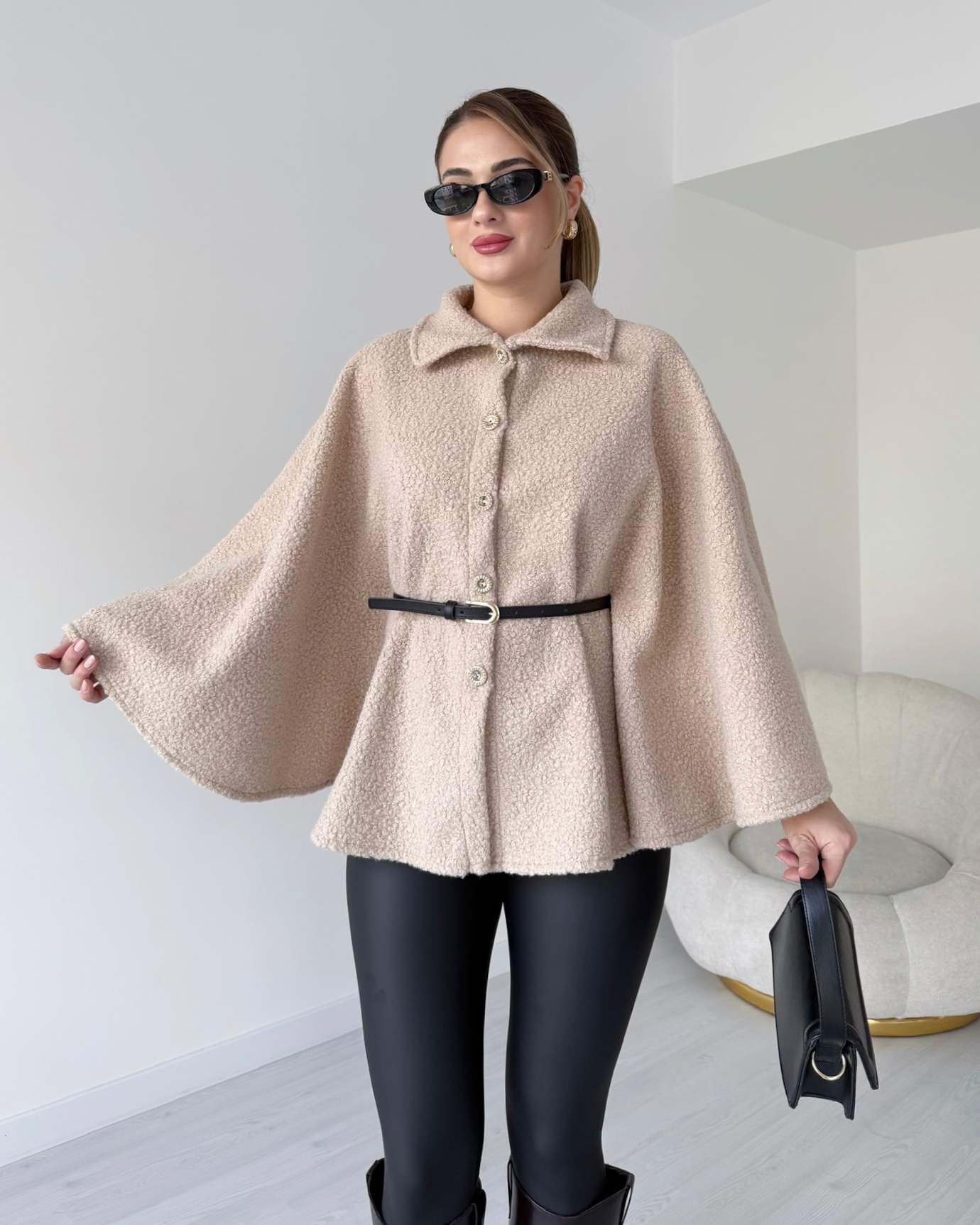 Kemerli Buklet Panço - Bej