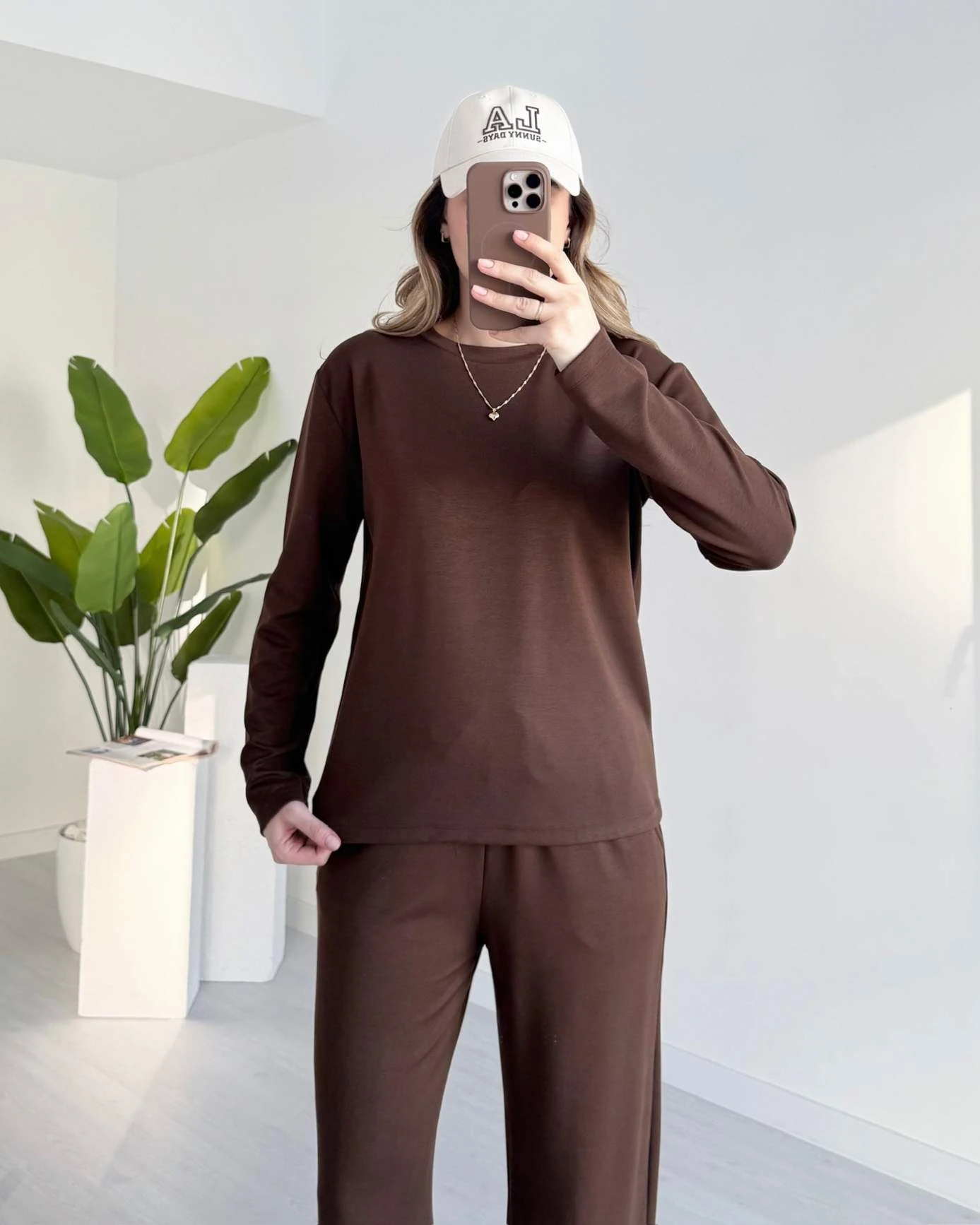 Bisiklet Yaka Basic Modal Takım - Kahve