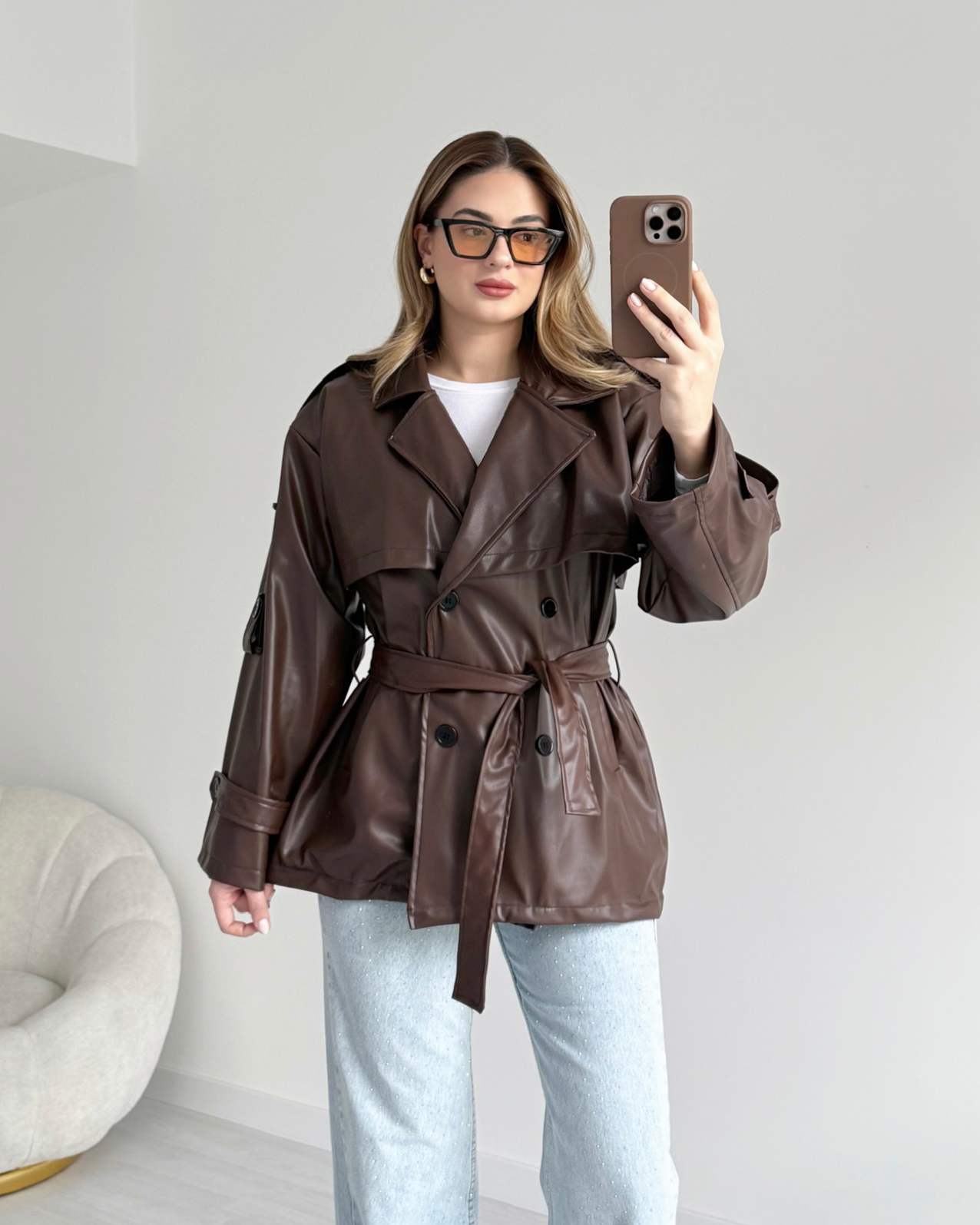 Deri Trençkot - Acı Kahve