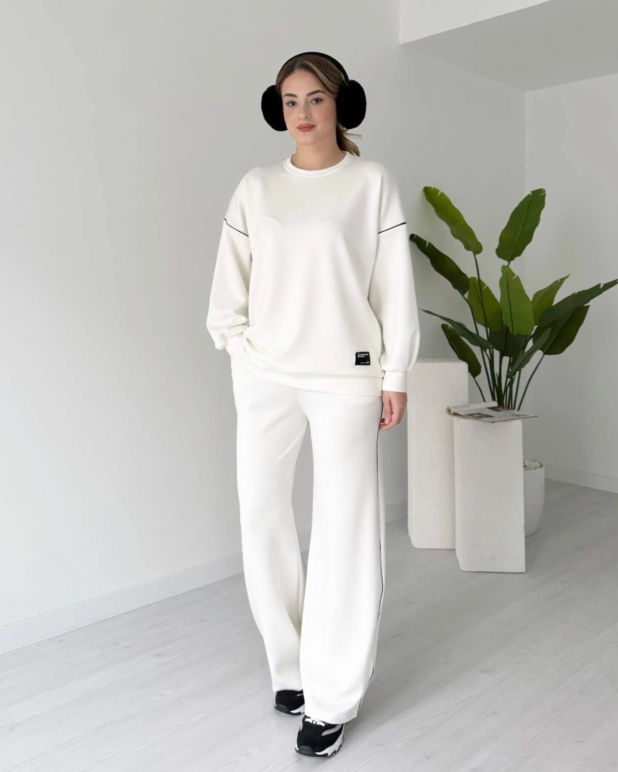 Arma Detaylı Oversize Eşofman Takımı - Ekru