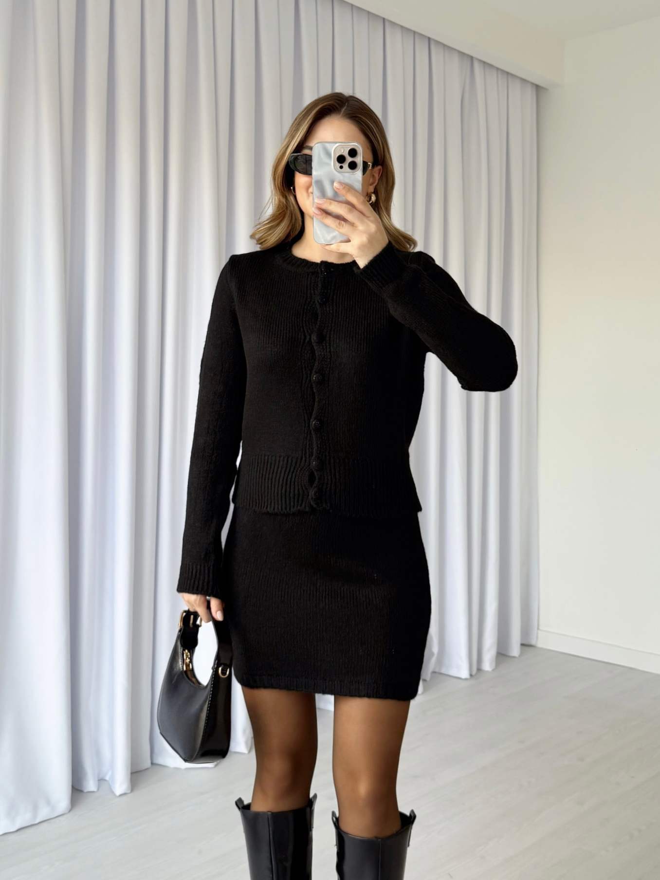 Etekli Triko Takım - Siyah