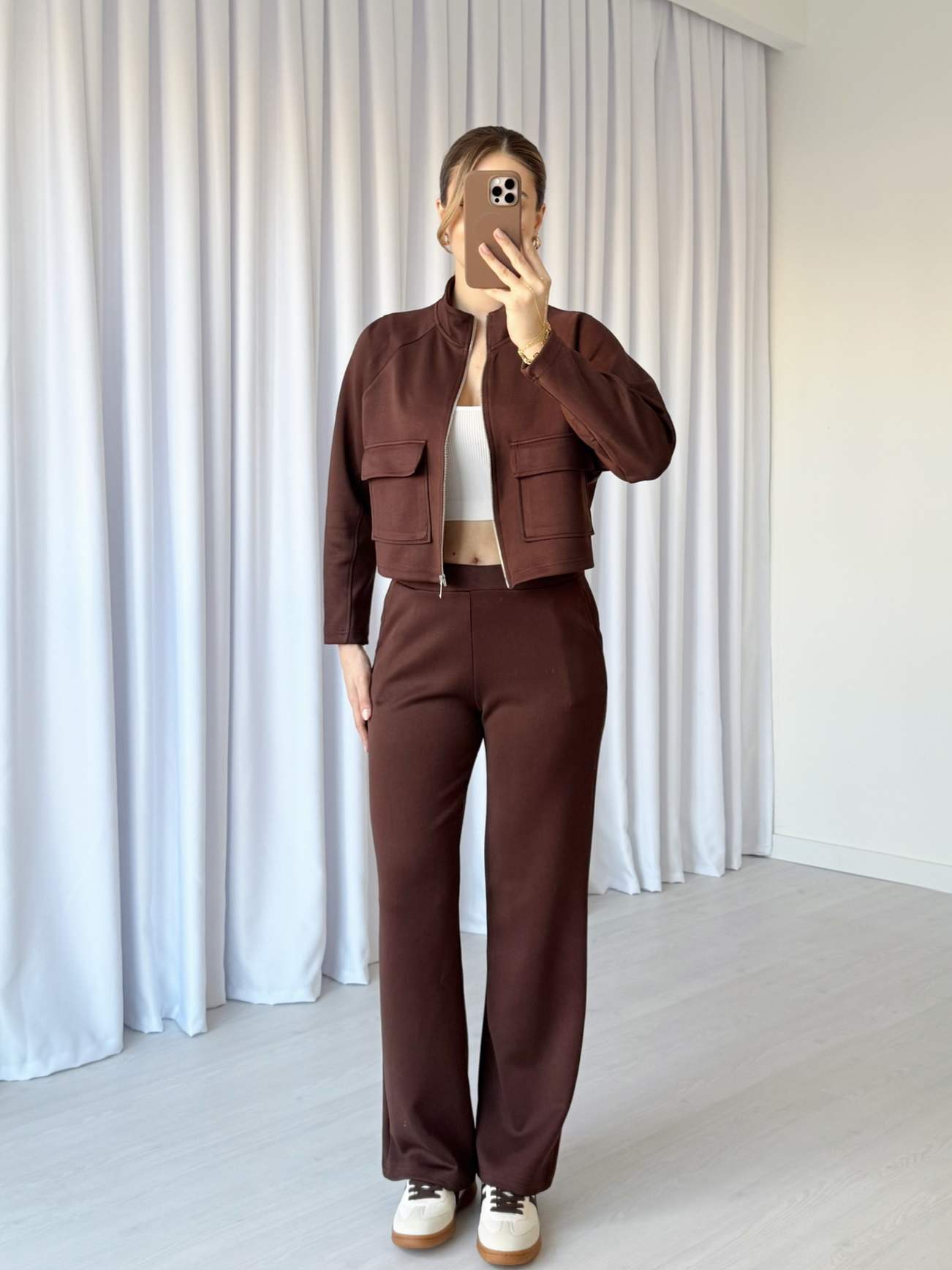 Crop Ceketli Modal Takım