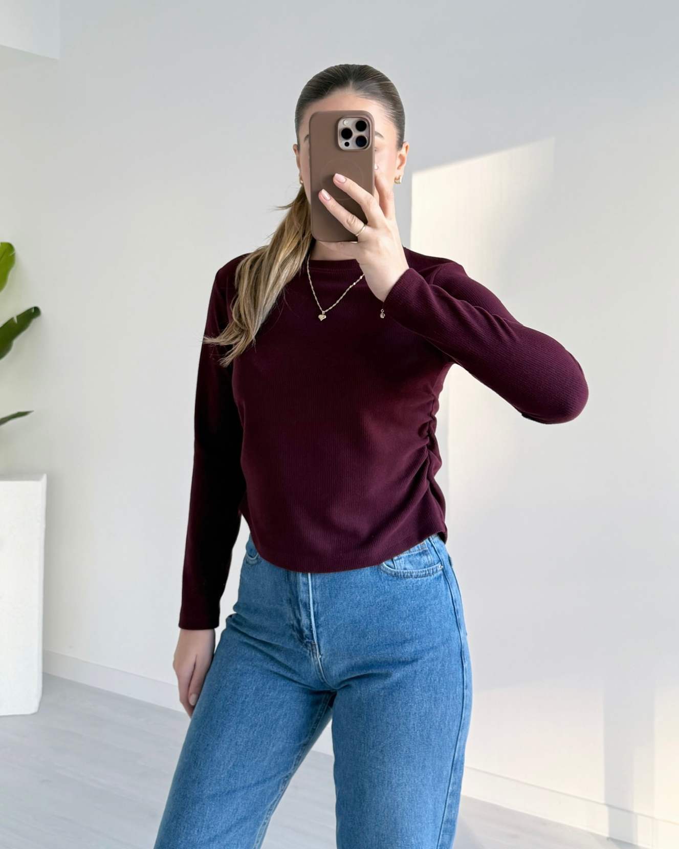 Yanı Büzgülü Soft Dokulu Bluz