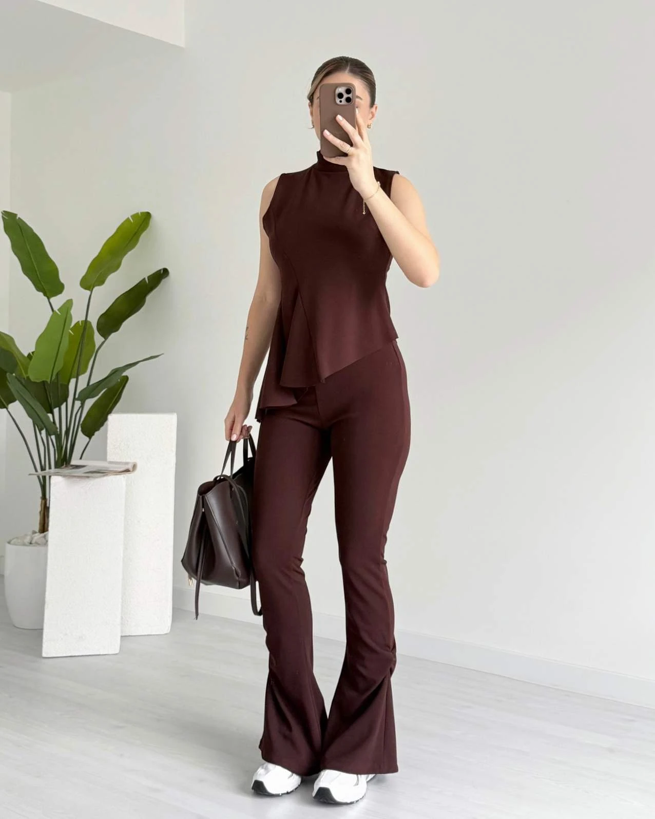 Asimetrik Kesim Bluz Pantolon Takım