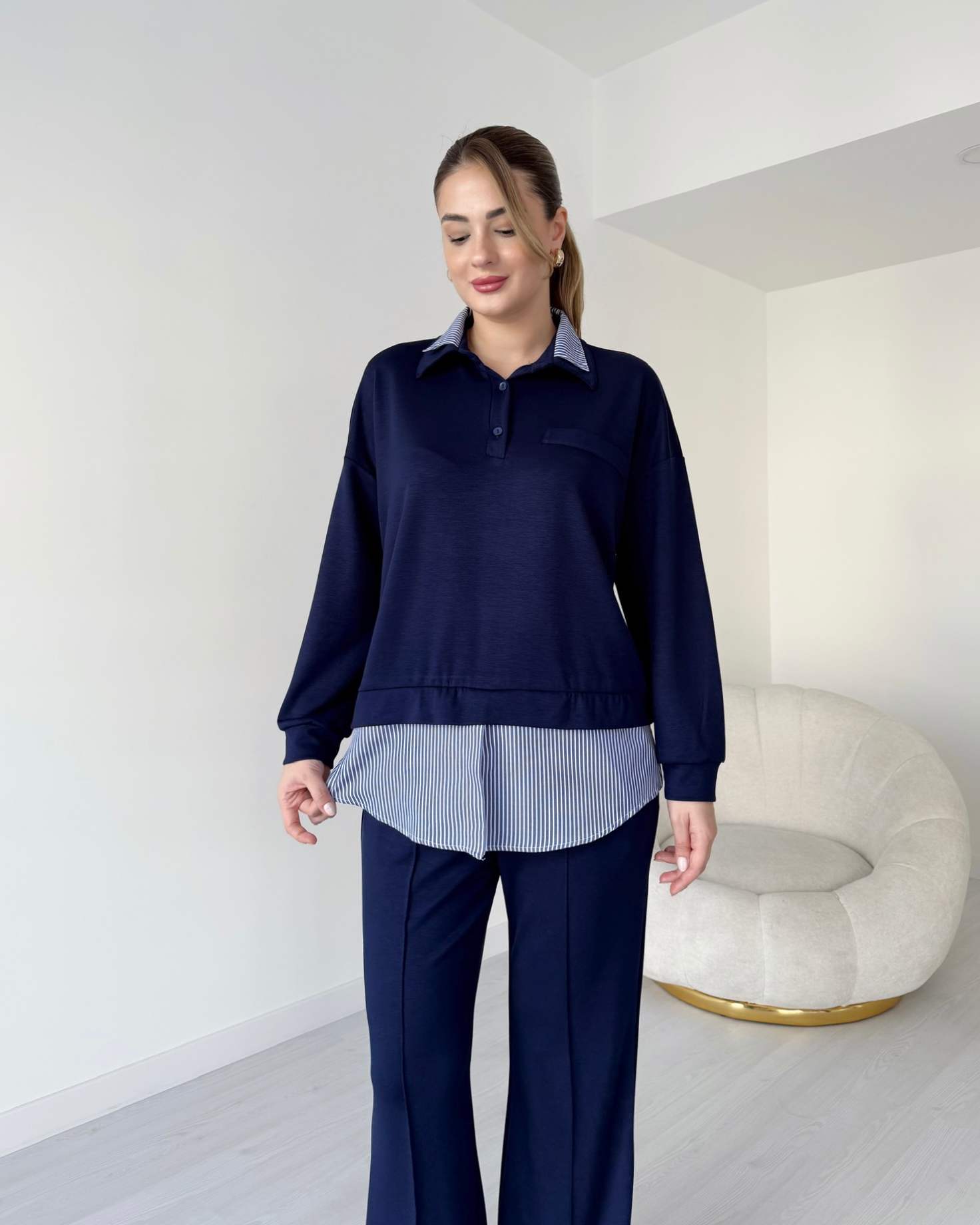 Gömlek Detaylı Premium Modal Takım