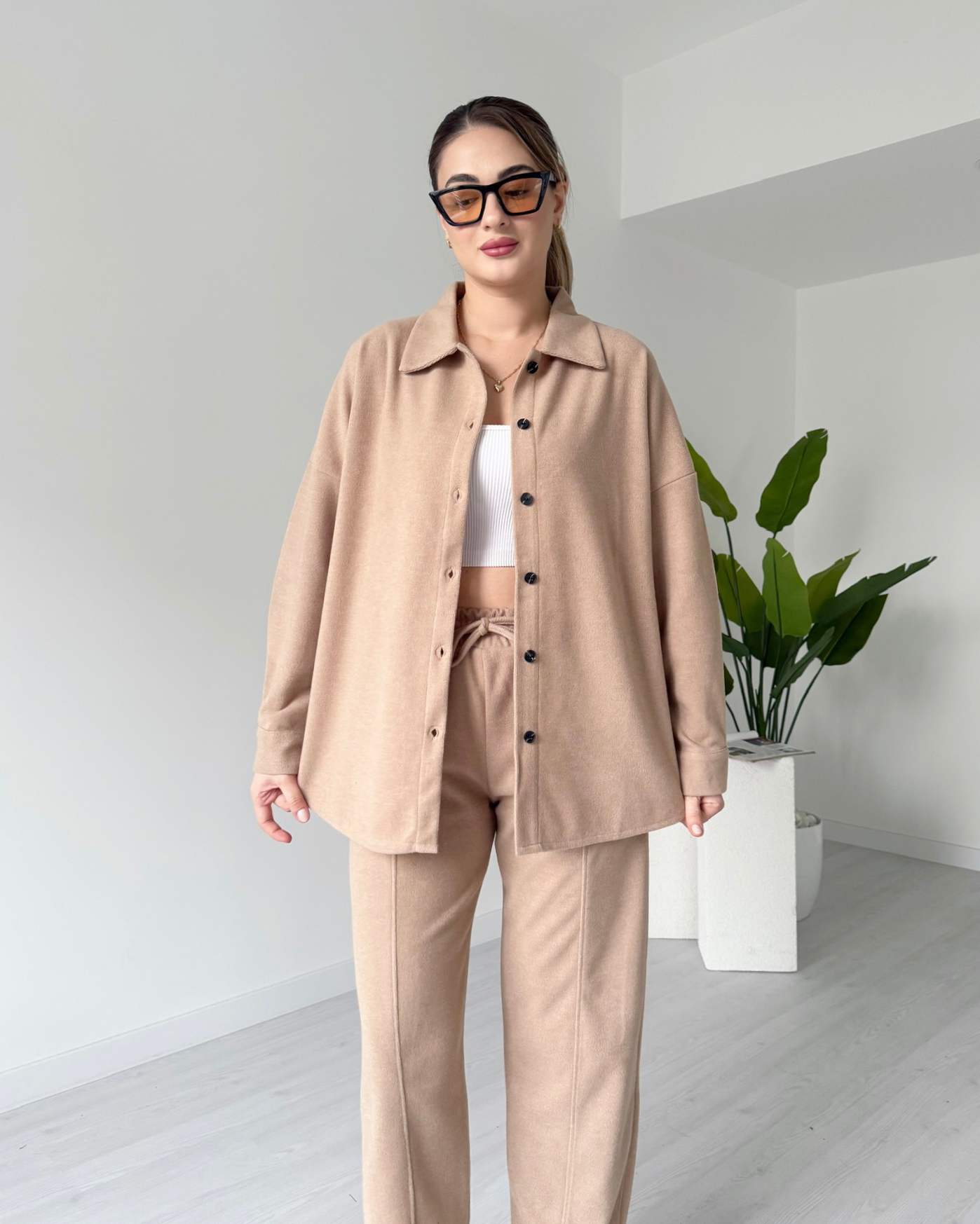 Kısa Paça Gömlekli Oversize Takım