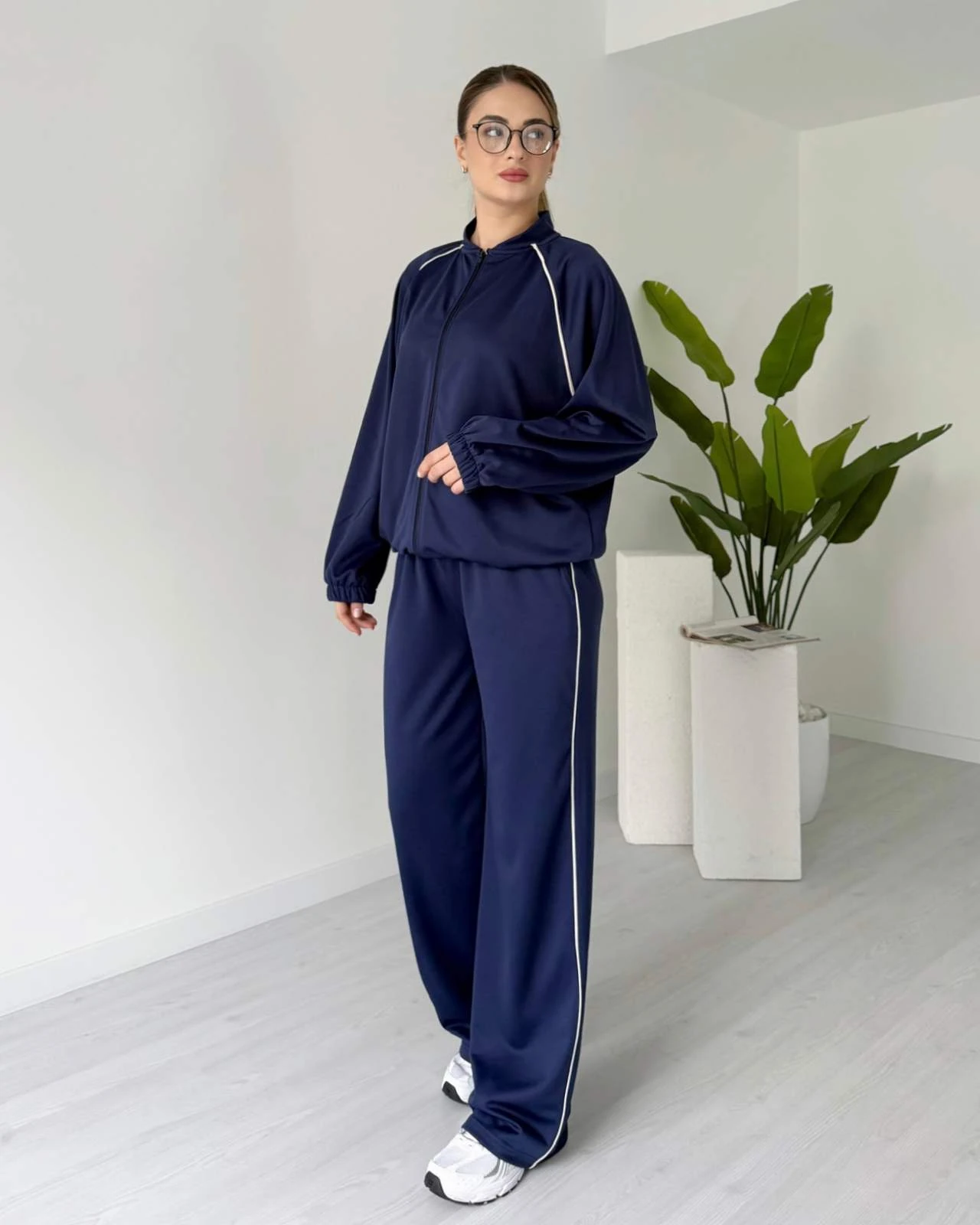 Şerit Detaylı Eşofman Takımı - Lacivert