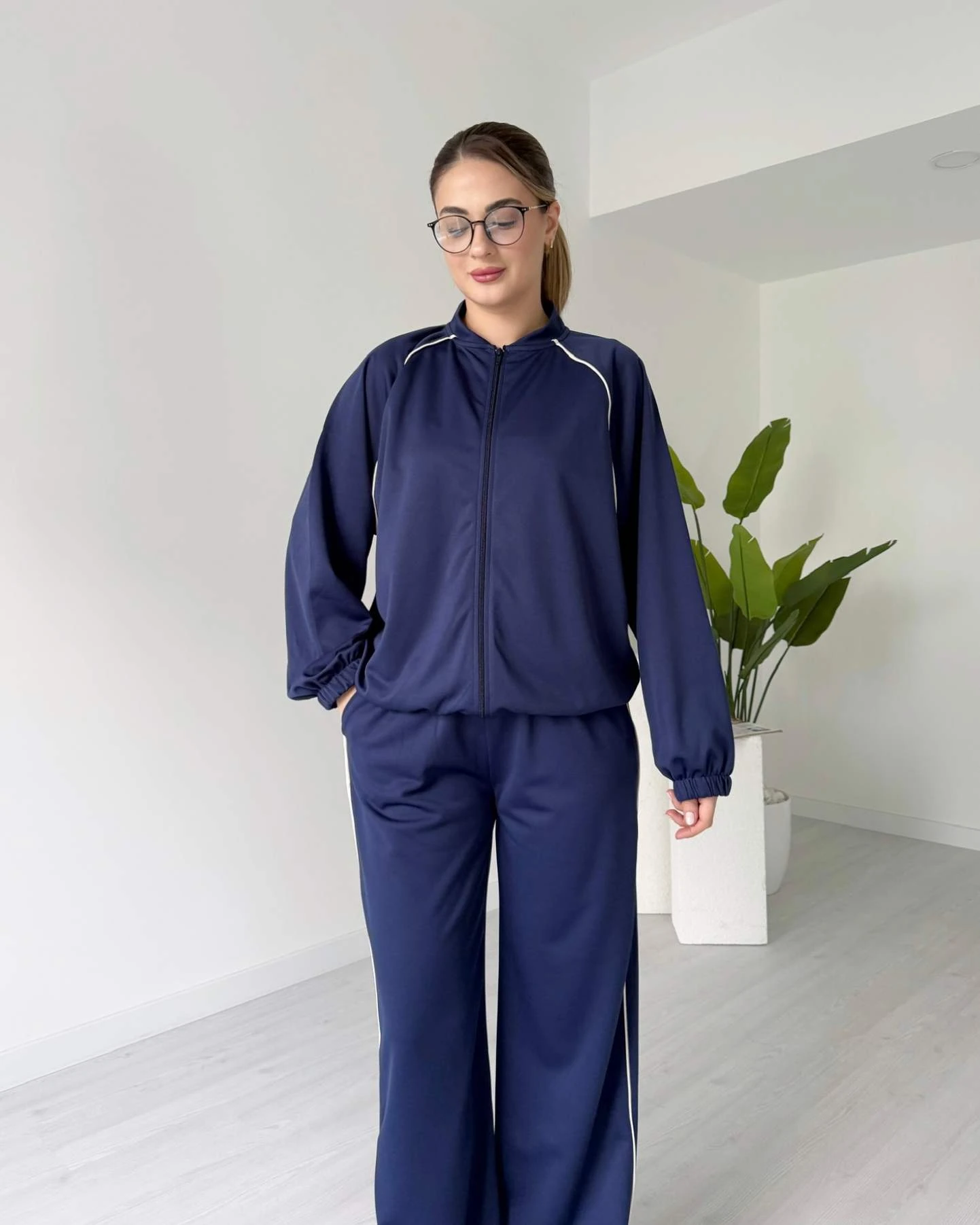 Şerit Detaylı Eşofman Takımı - Lacivert