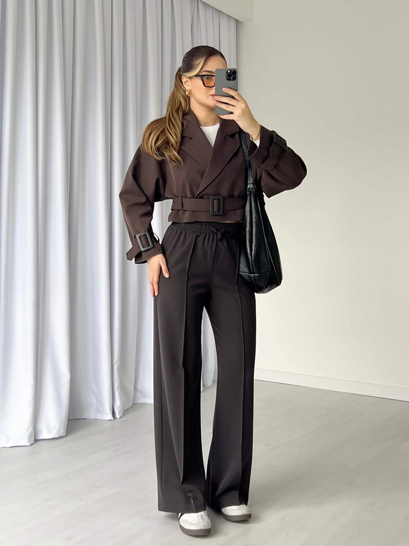 Koyu Kahve Reglan Kısa Ceket