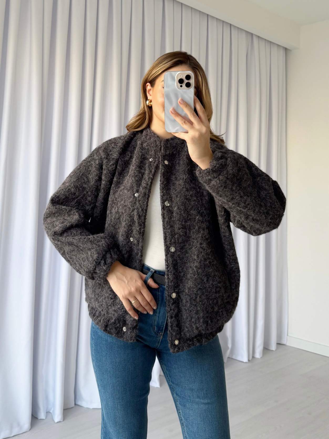 Kırçıllı Keçe Bomber Ceket