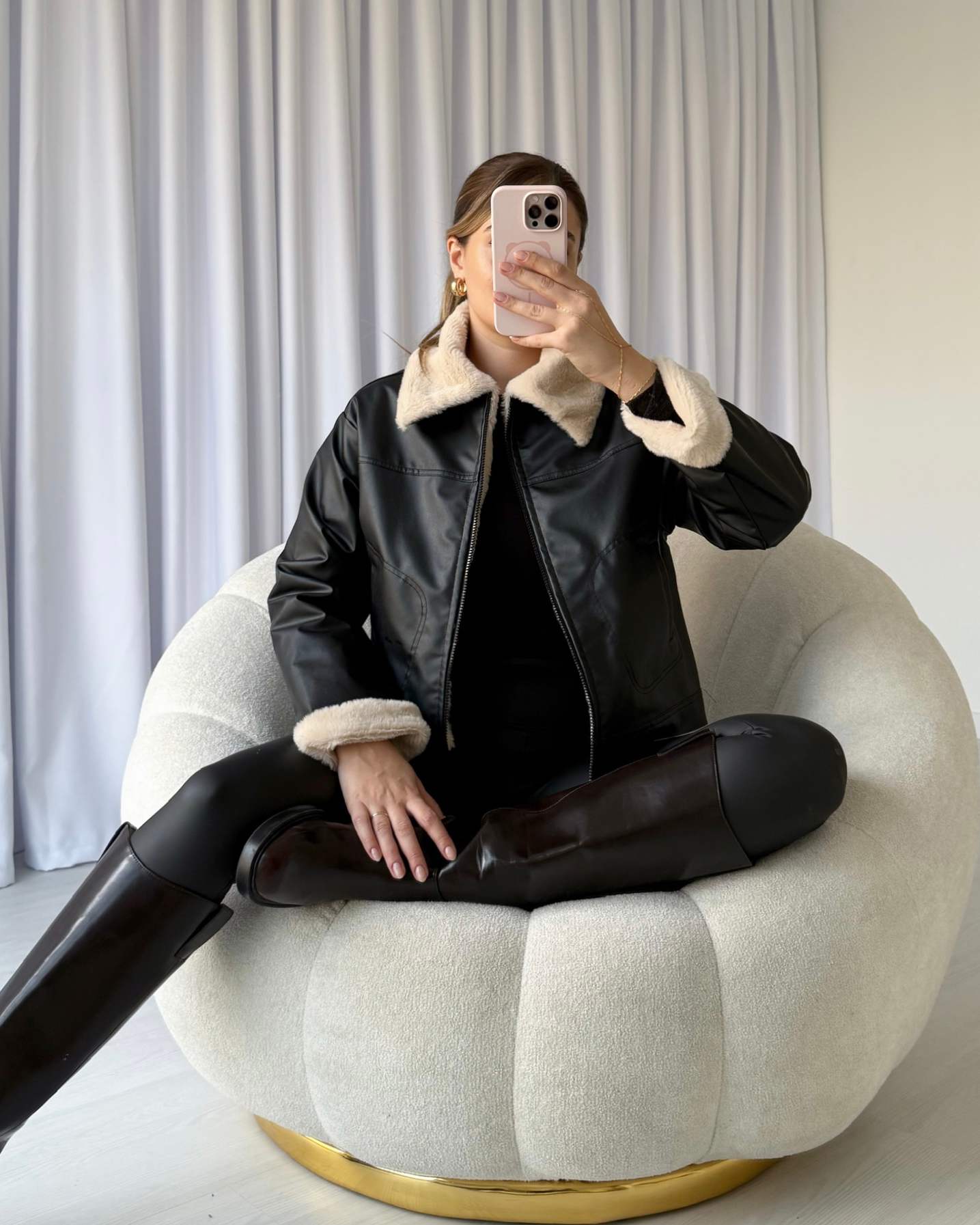 İçi Kürklü Deri Mont