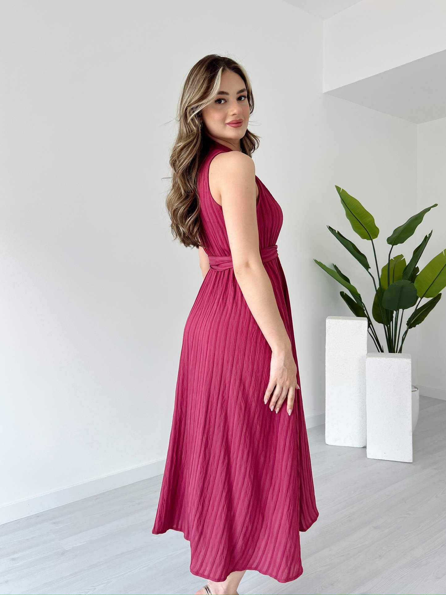 Sıfır Kol Gold Düğmeli HEIDI Elbise