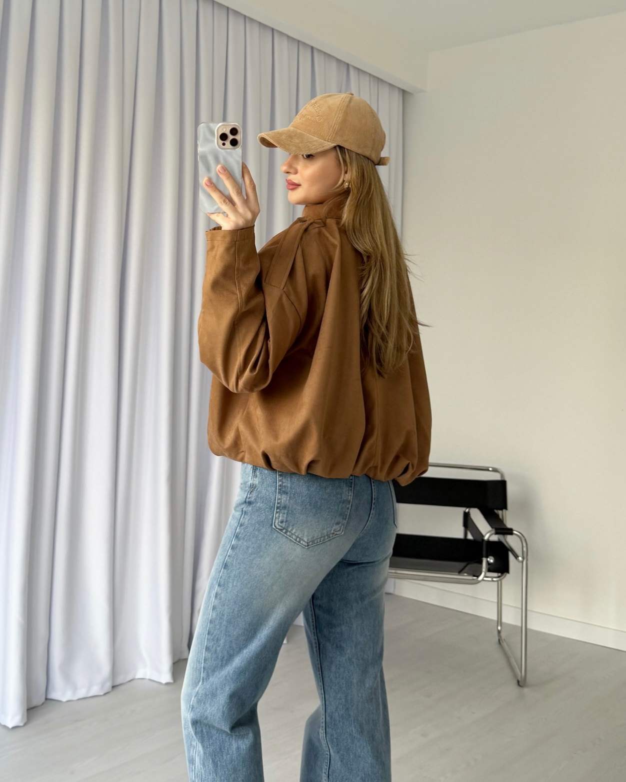 Oversize Süet Bomber Ceket