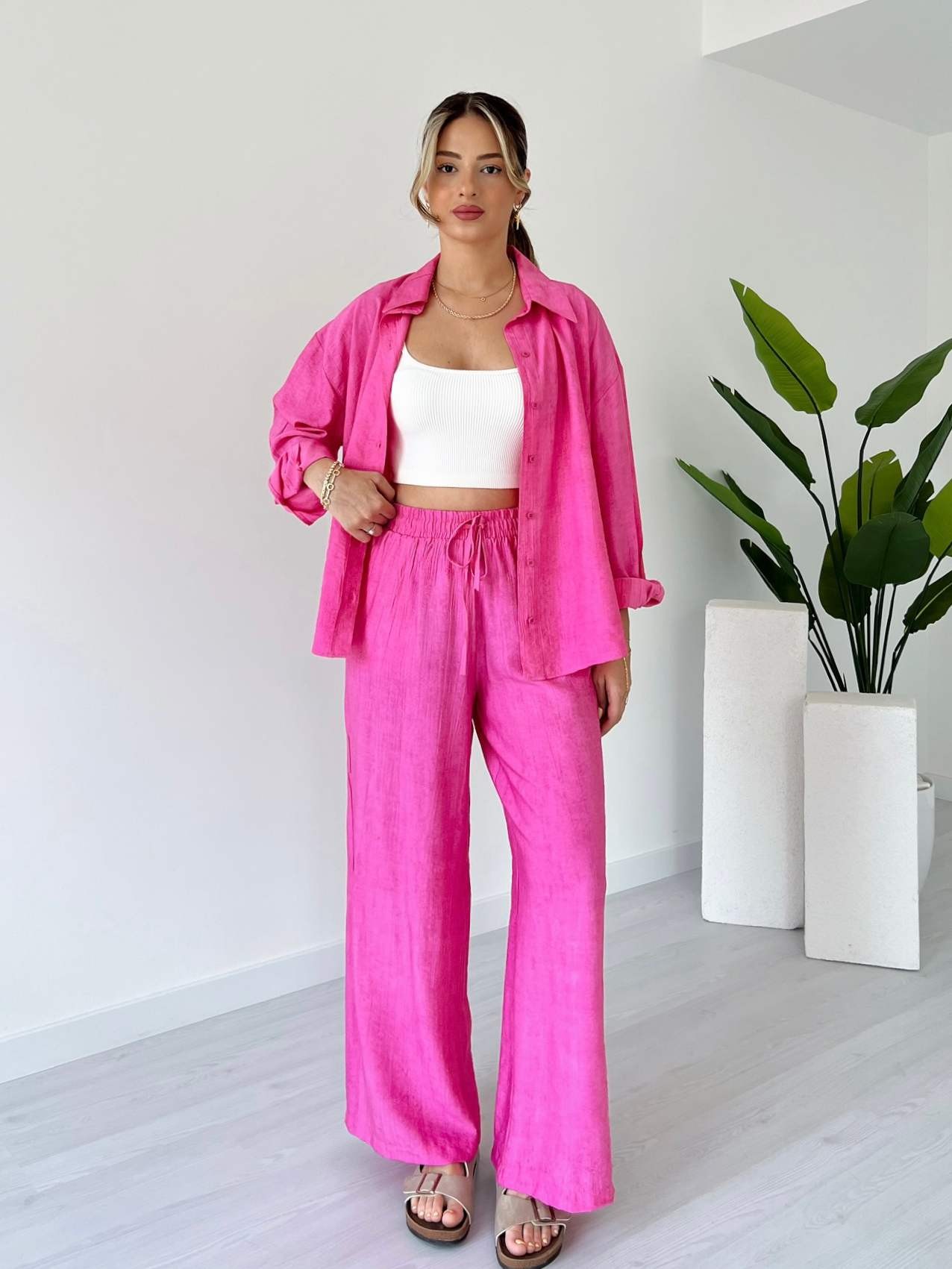 Oversize Kalıp Gömlek Pantolon İkili Takım