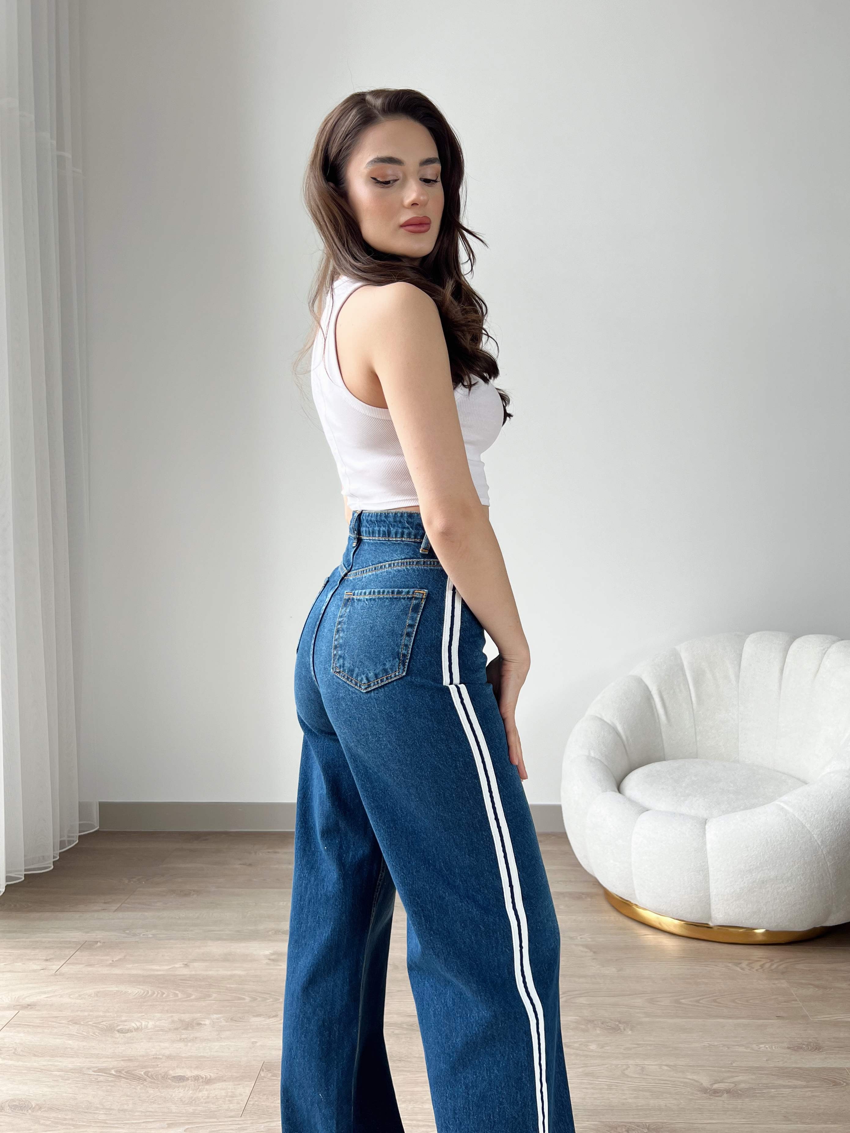 Yanı Şeritli Wide Leg Jean