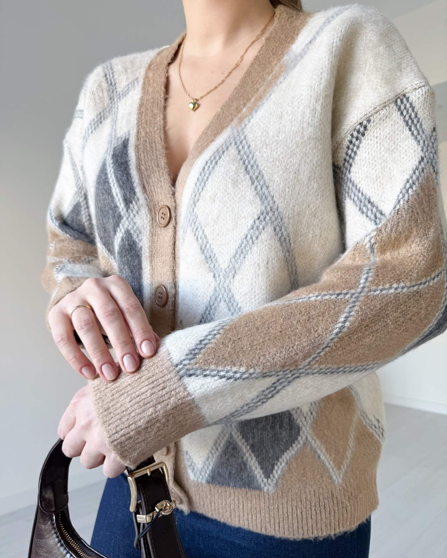 Baklava Desen Dokulu Salaş Hırka