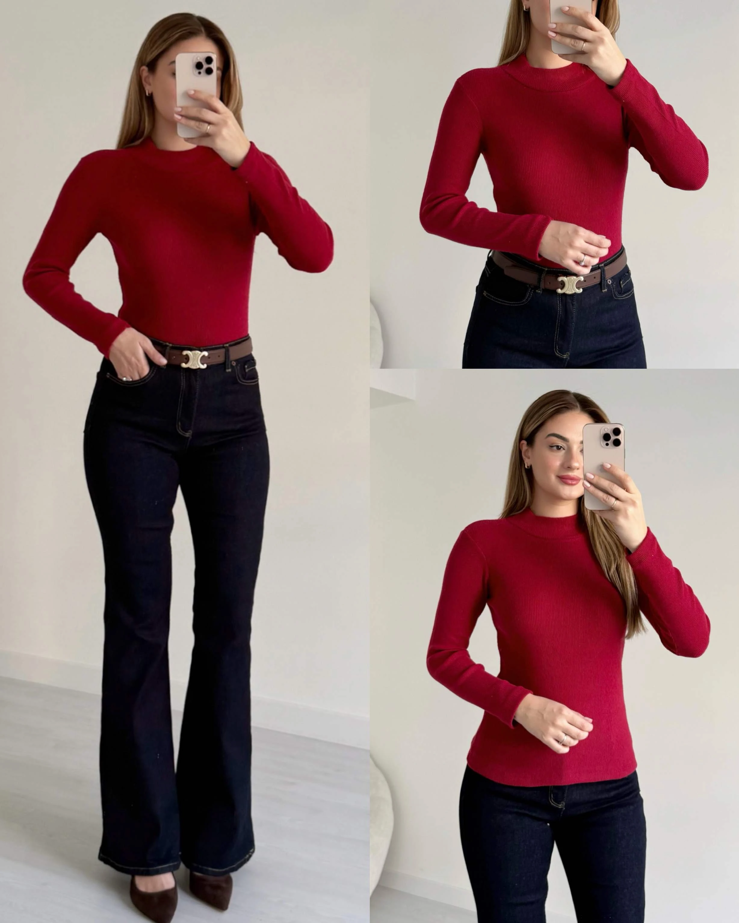 Yarım Balıkçı Soft Dokulu Bluz - Bordo