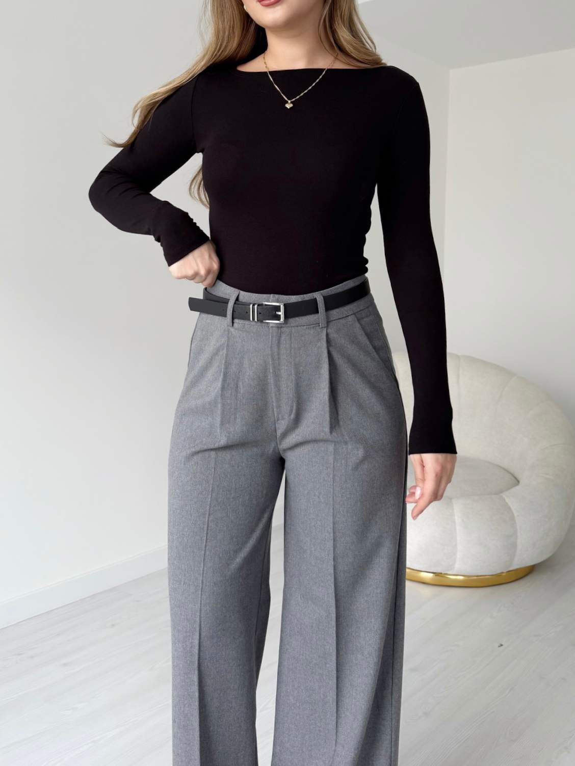 Yün Efekt Pilili Palazzo Pantolon