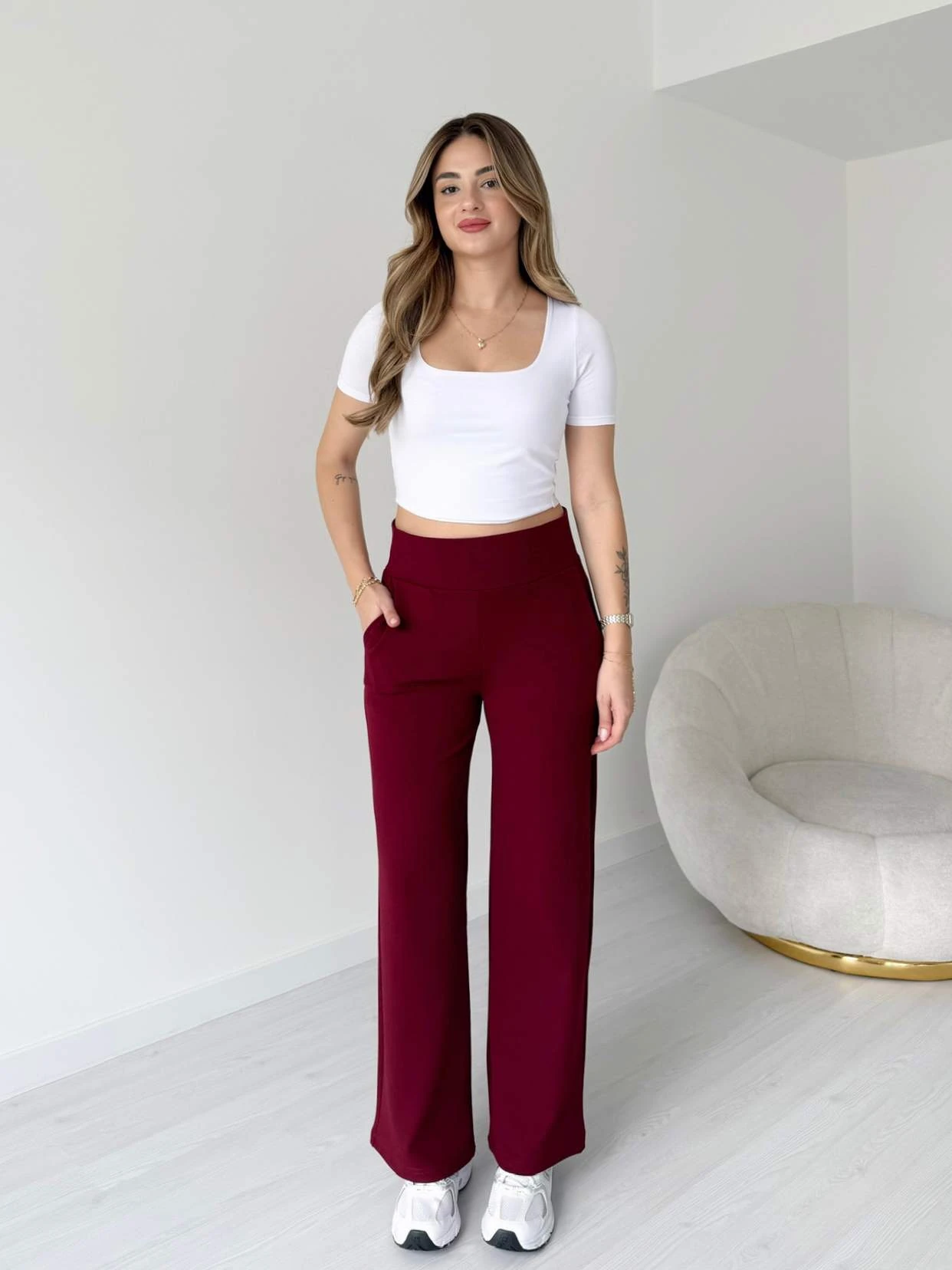 Korse Detaylı Likralı Palazzo Pantolon