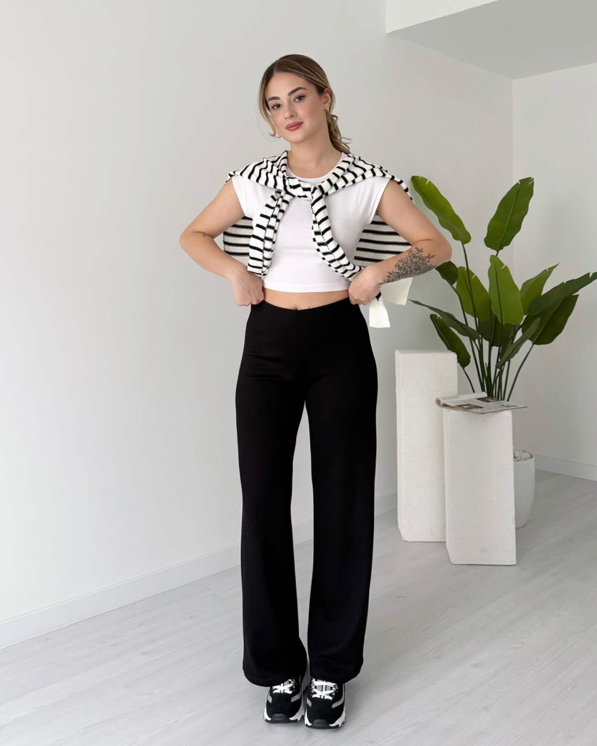 Modal Kumaş Yüksek Bel Cepsiz Pantolon