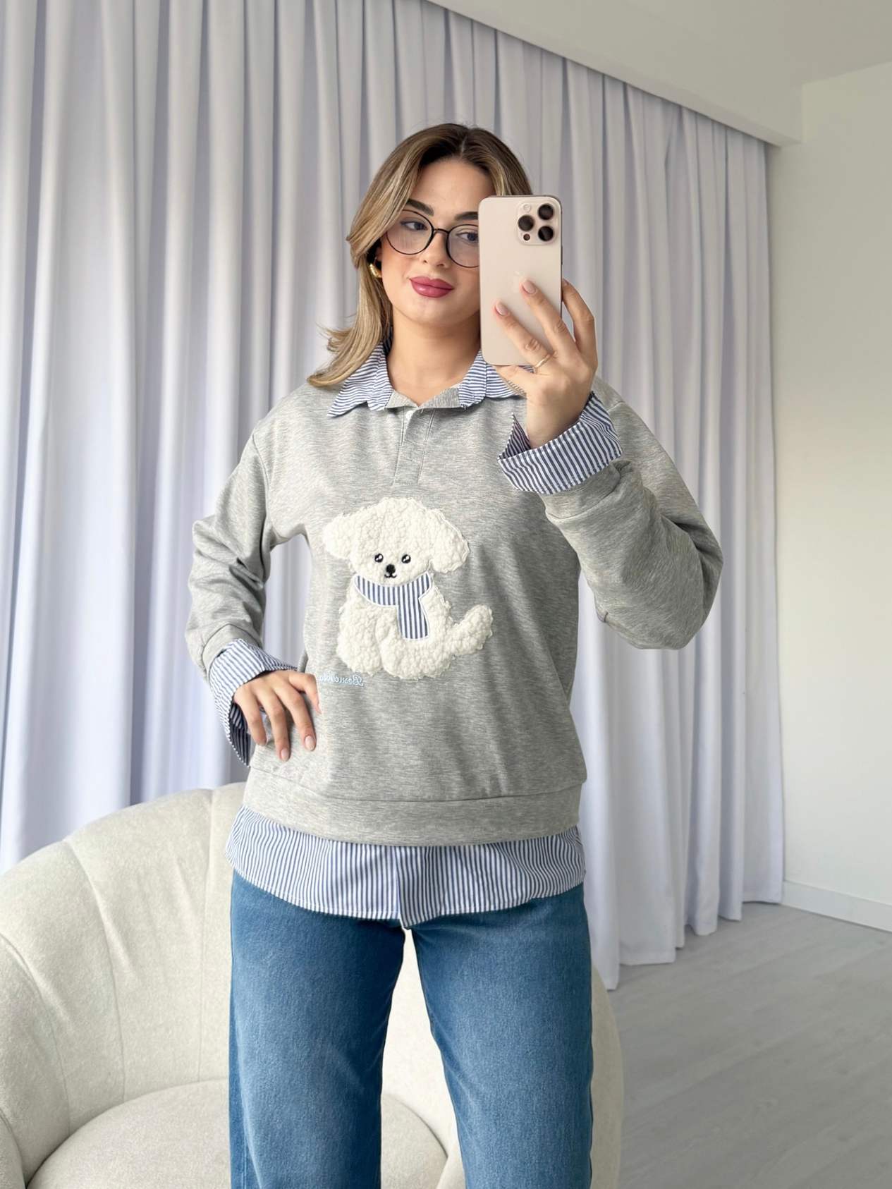 Gömlek Detaylı Poddle Sweatshirt