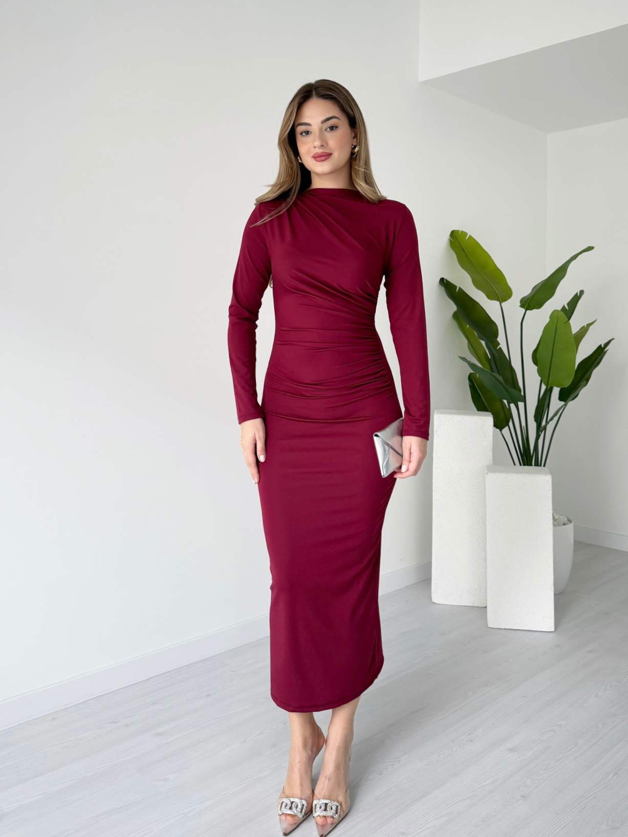 Dalgıç Kumaş Drapeli Elbise