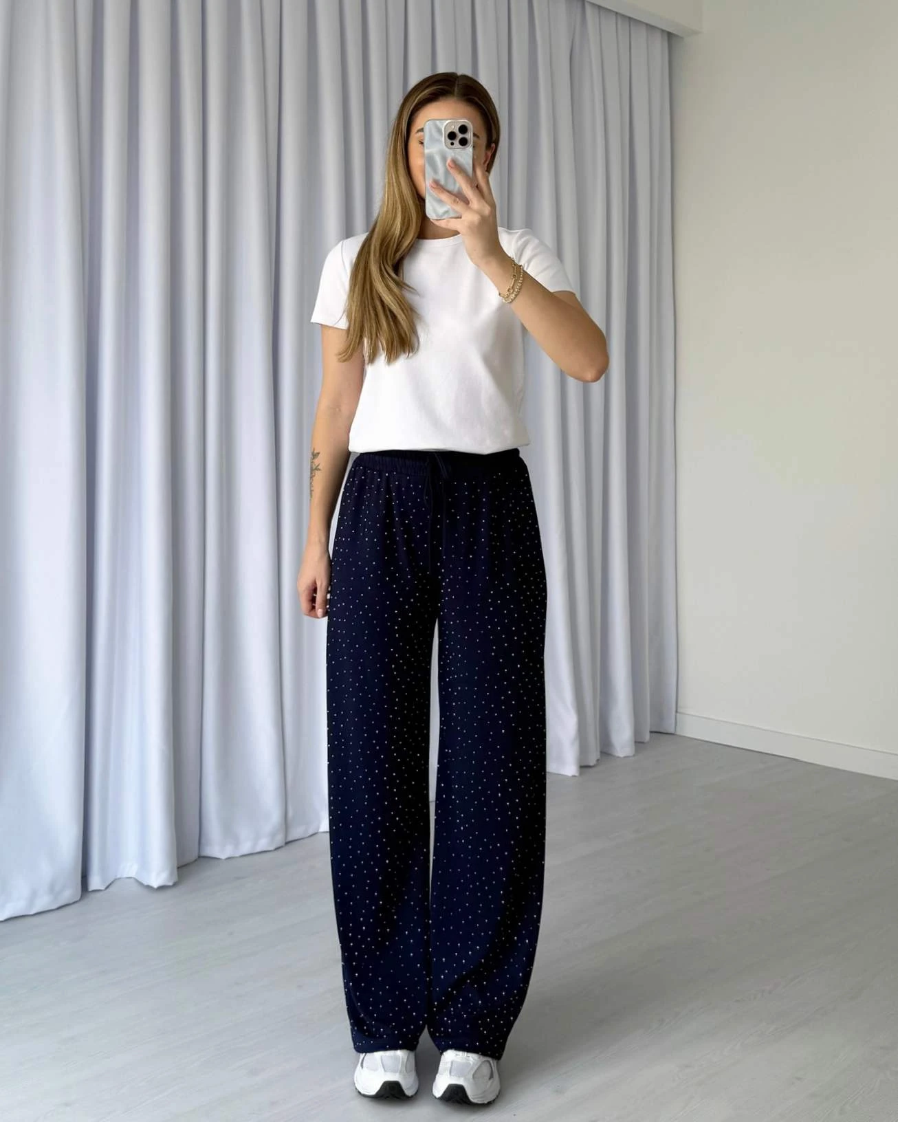 Modal Kumaş Işıltılı Pantolon - Lacivert