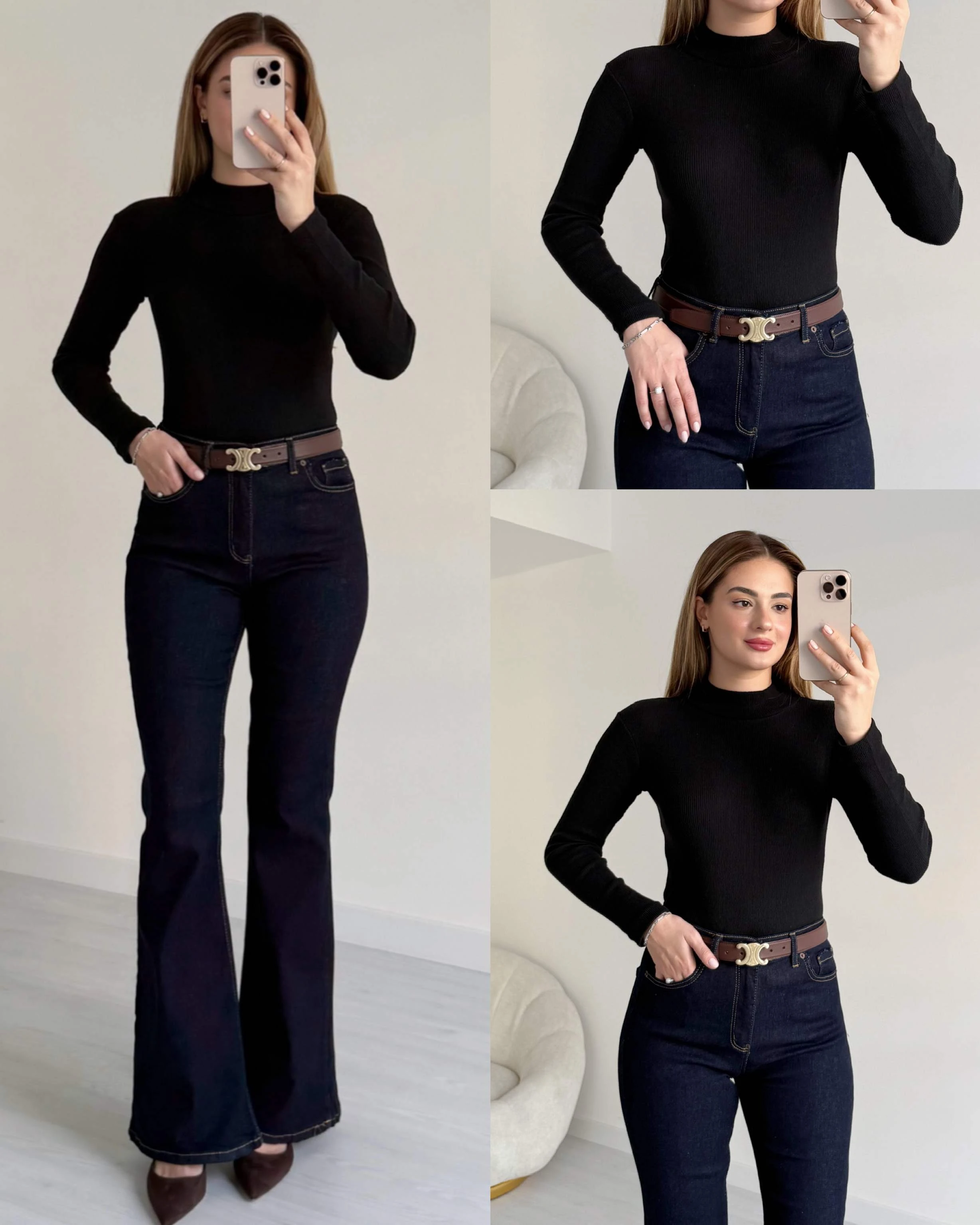 Yarım Balıkçı Soft Dokulu Bluz - Siyah