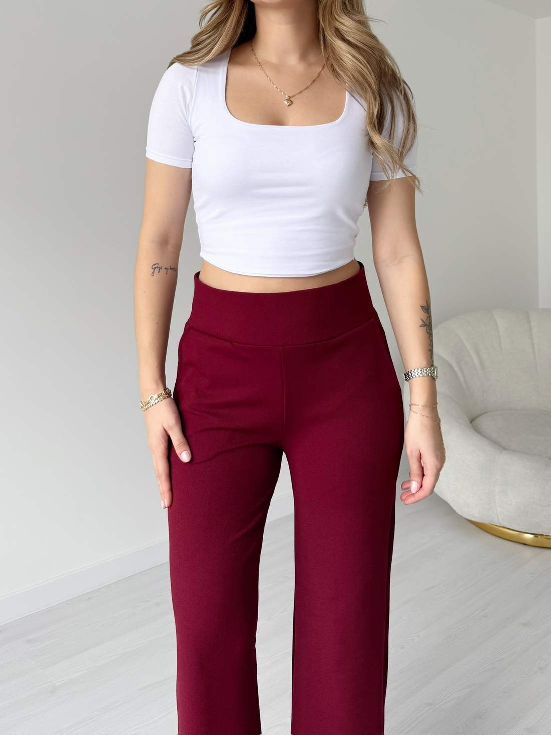 Korse Detaylı Likralı Palazzo Pantolon