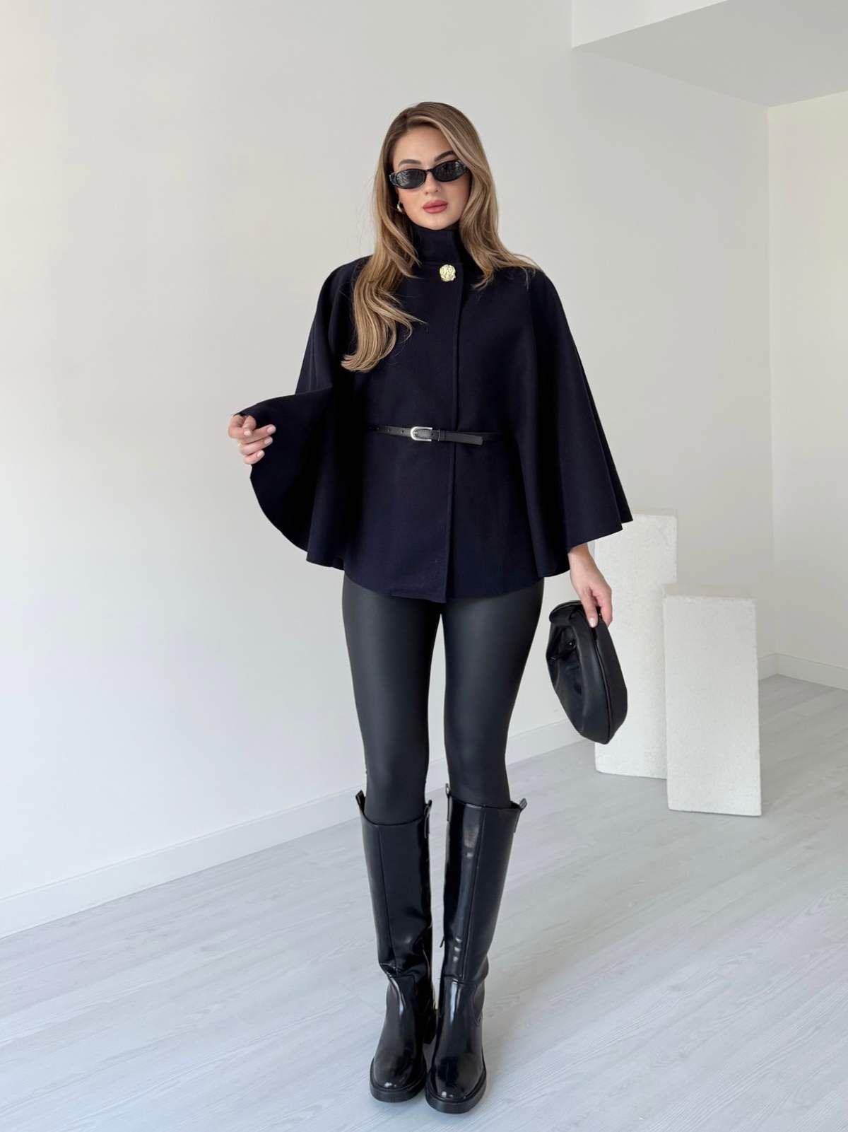 Gold Düğmeli Kaşe Panço