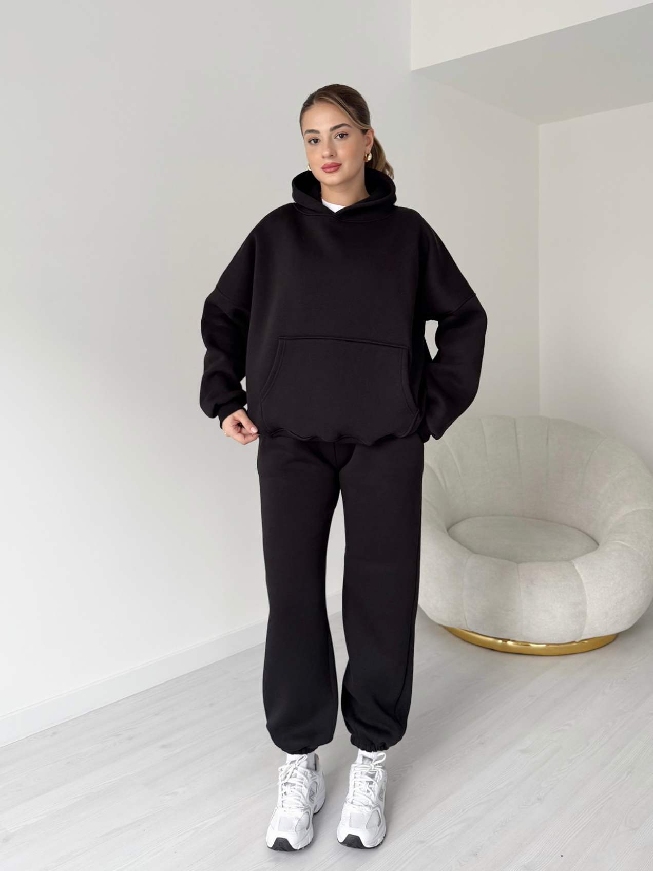 Üç İplik İçi Polarlı Oversize Eşofman Takımı