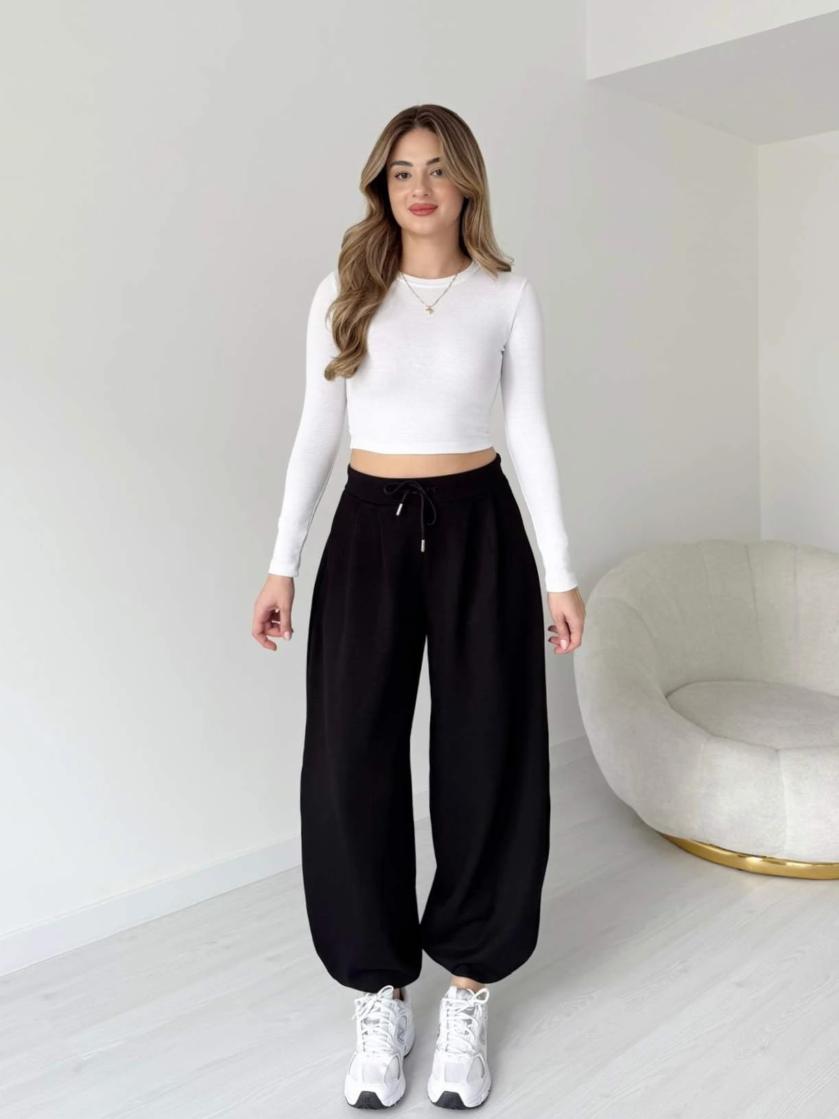 Modal Kumaş Şalvar Pantolon - Siyah