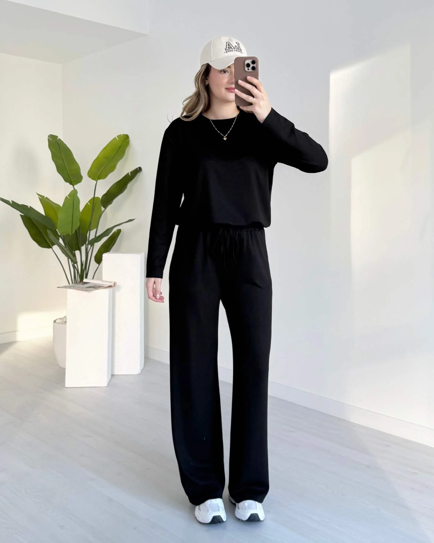 Bisiklet Yaka Basic Modal Takım - Siyah